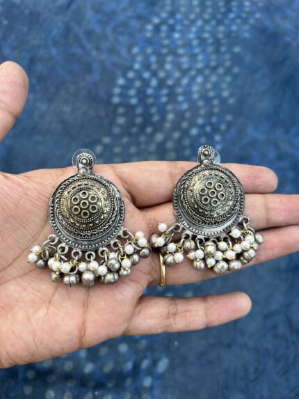 Round Dual Tone Earrings