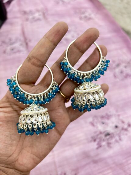 Kundan Jhumki- Firozi Blue