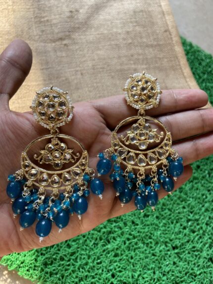 Naina Earrings - Teal Blue