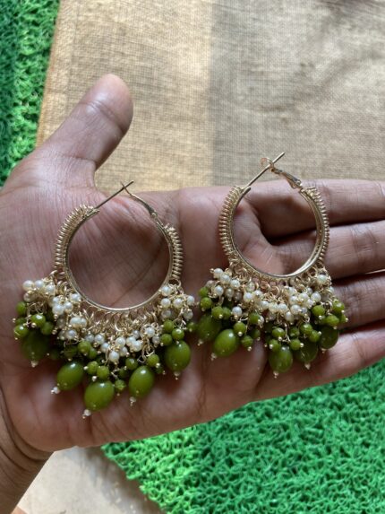 Olive Green Beads Earring