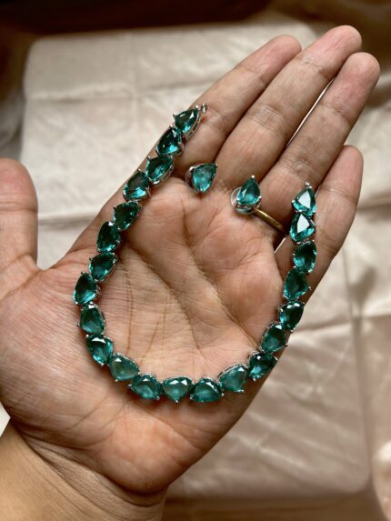 AD Triangle Necklace - Sea Green