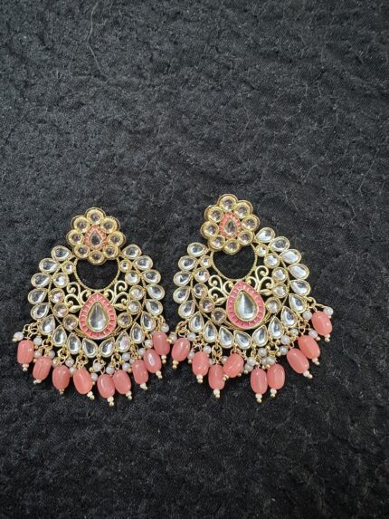 Pink Kundan Earrings