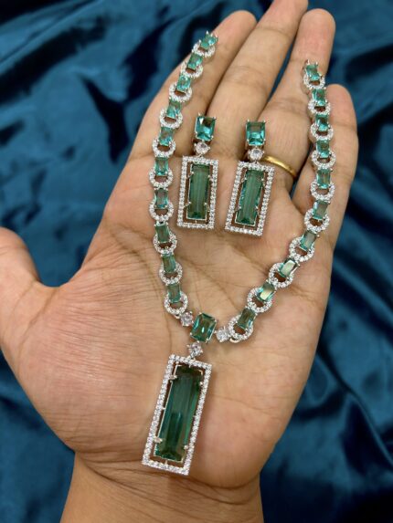 AD necklace set - Sea green