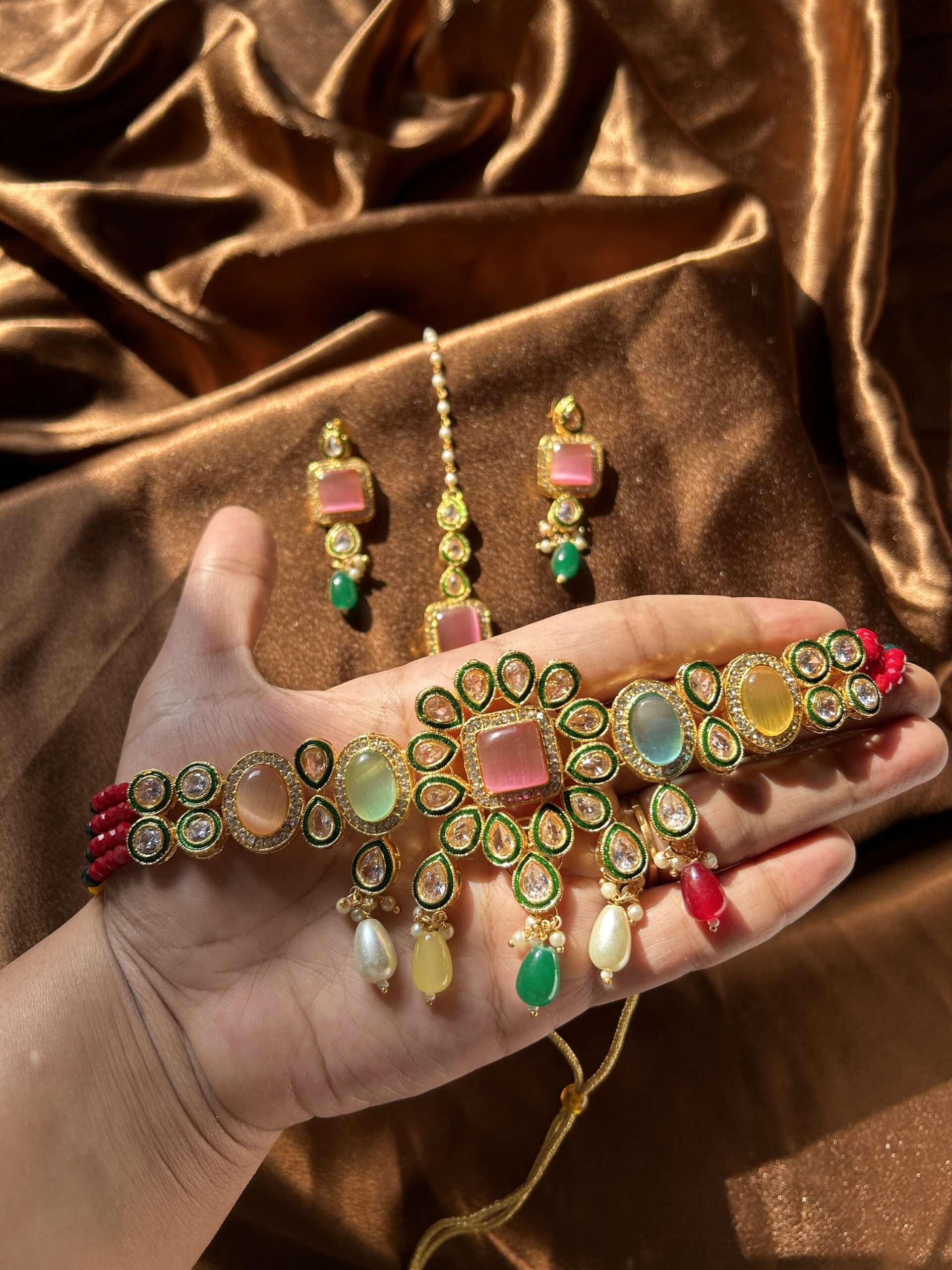 Kundan Neckset With mangtika - Multi