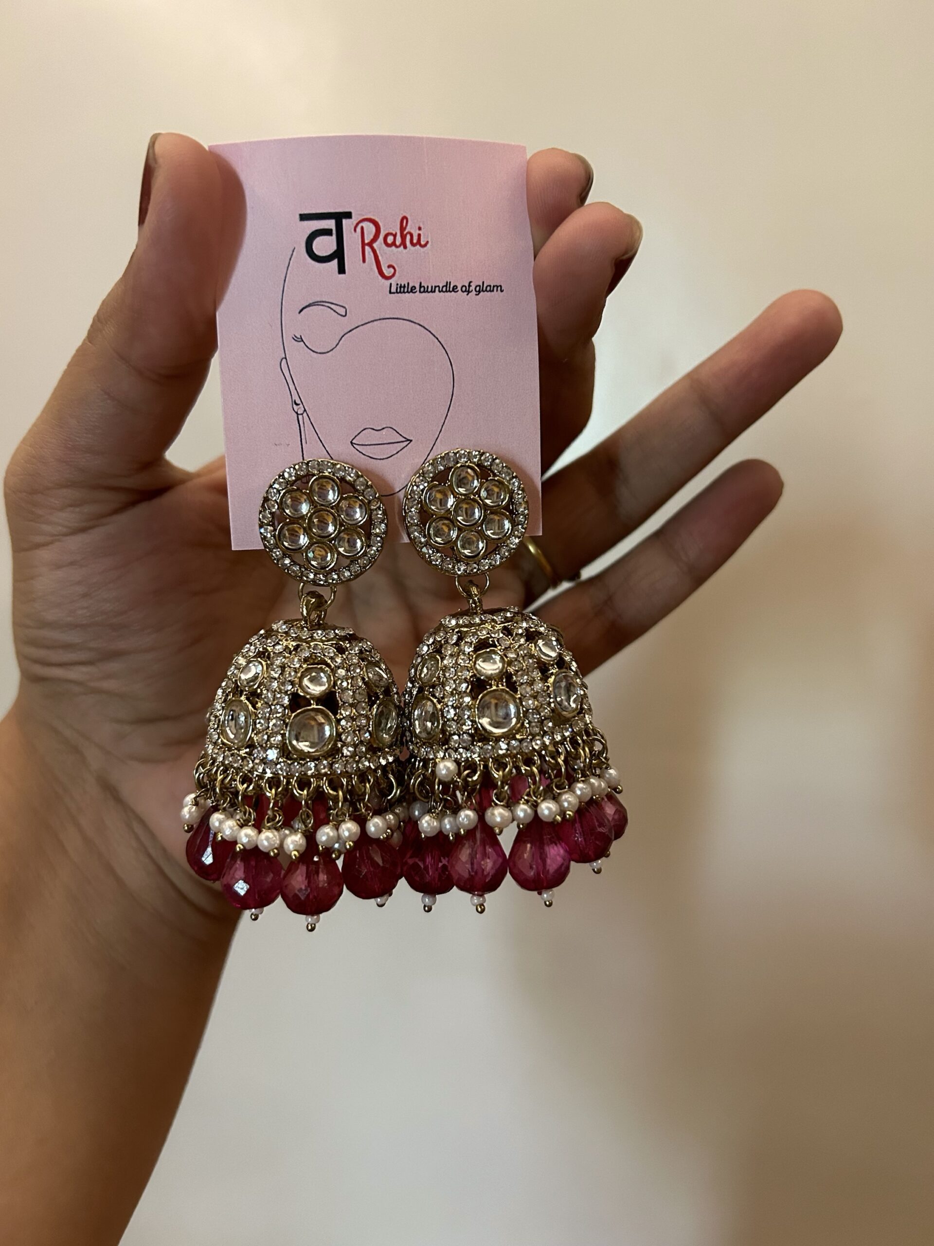 Durga Jhumki Earrings - Mauve