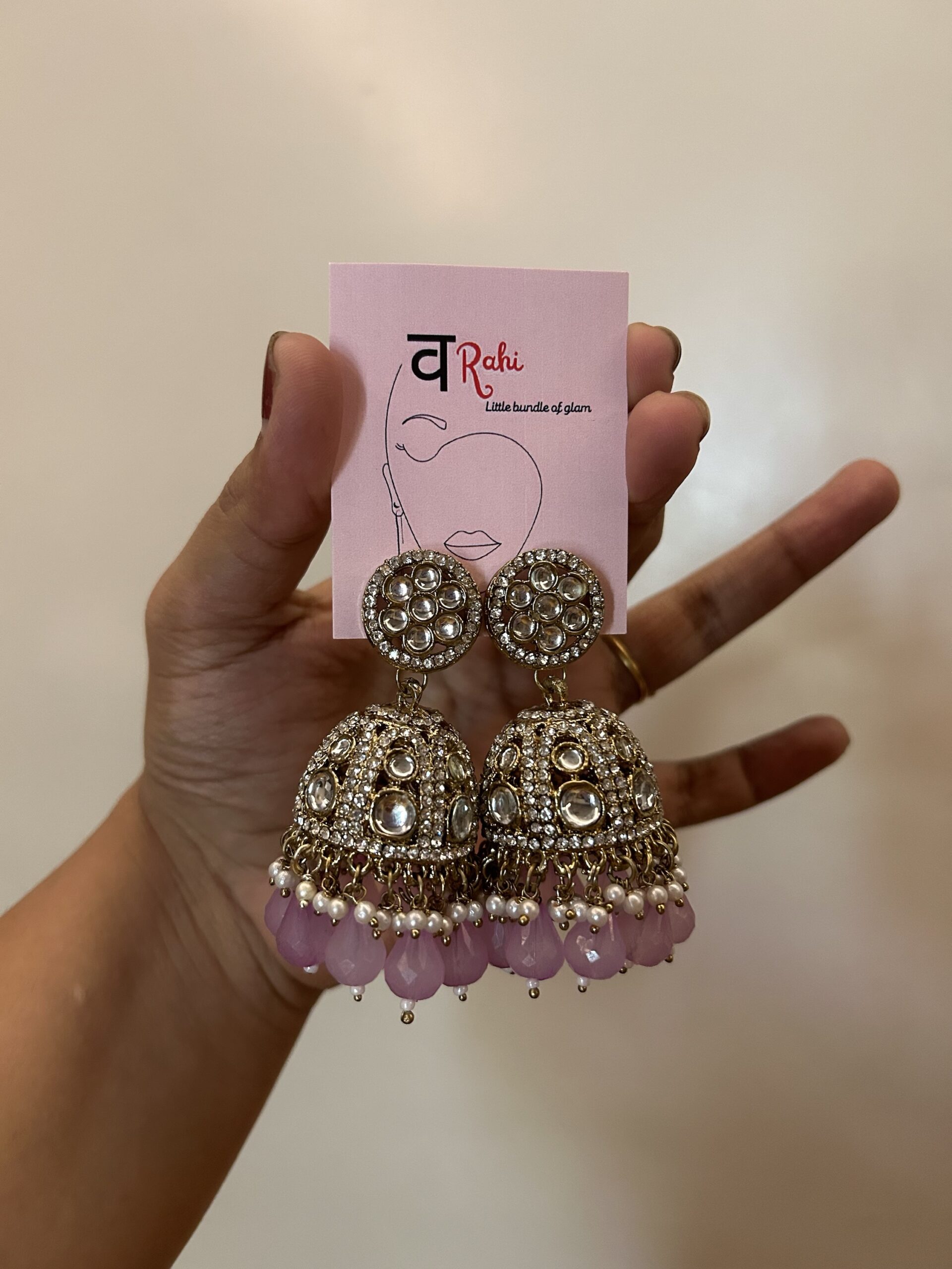 Durga Jhumki Earrings - Lavender