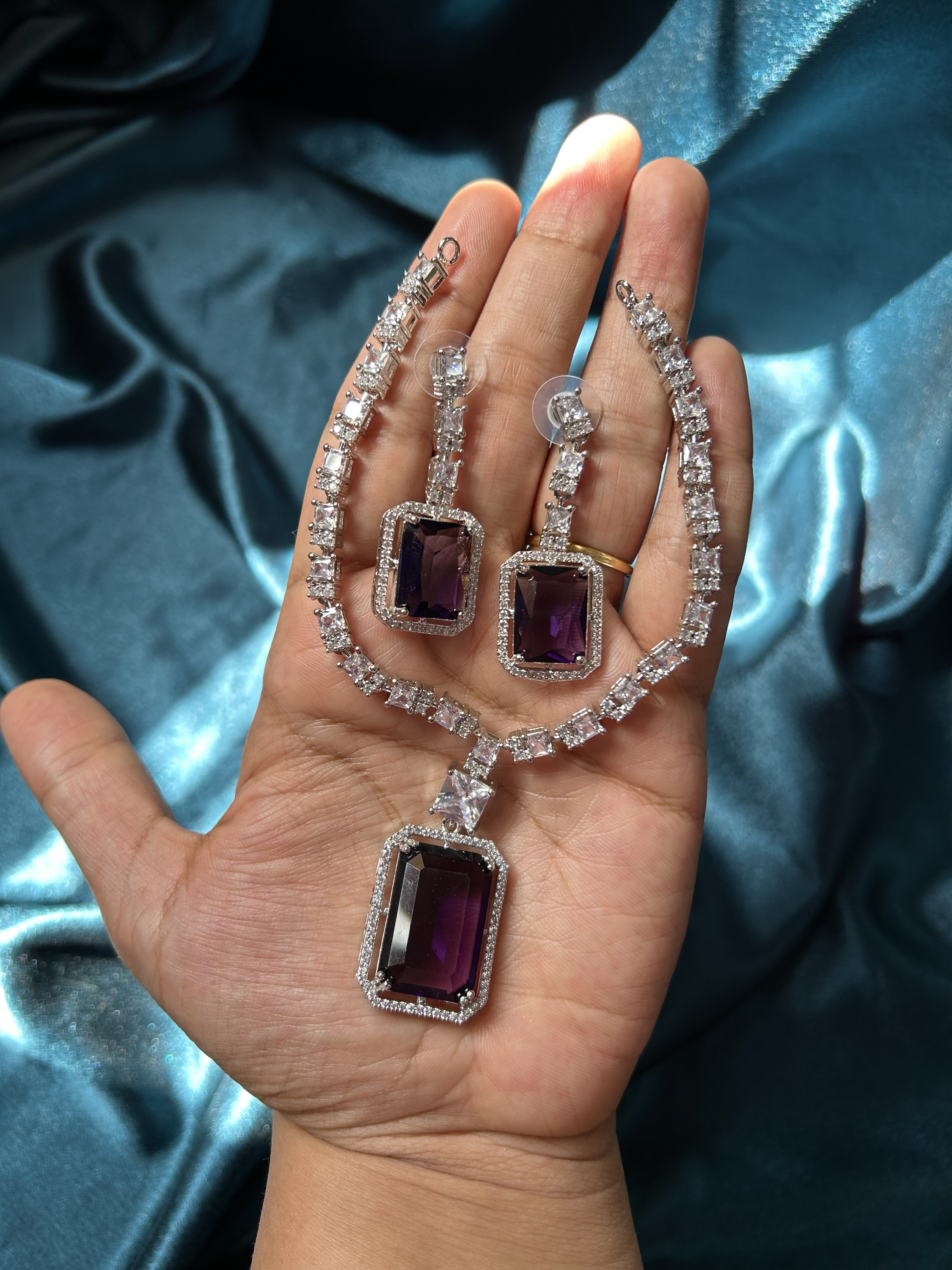 AD Necklace Set - Purple