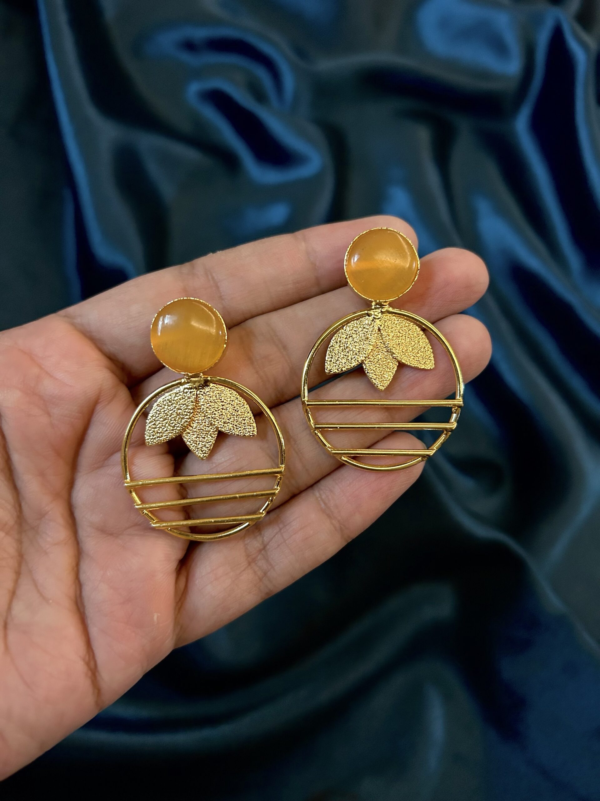 Brass Monalisa Earrings - yellow