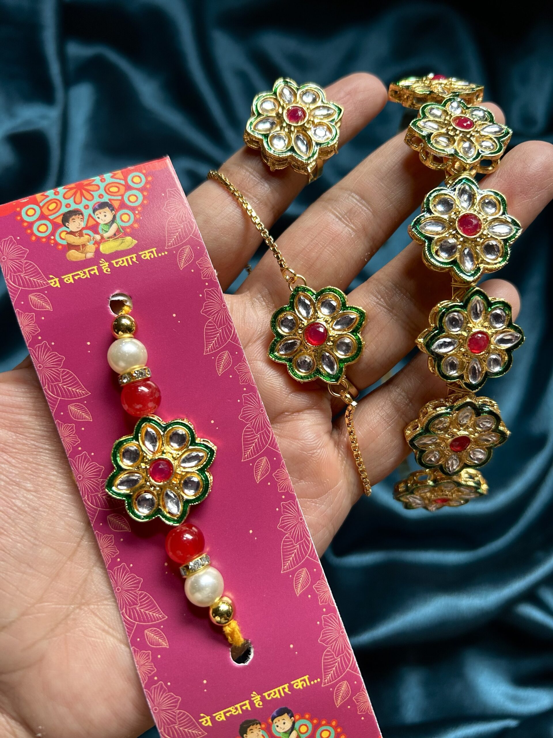 Bhai Bhabhi Rakhi Combo A with Ring+Hairband