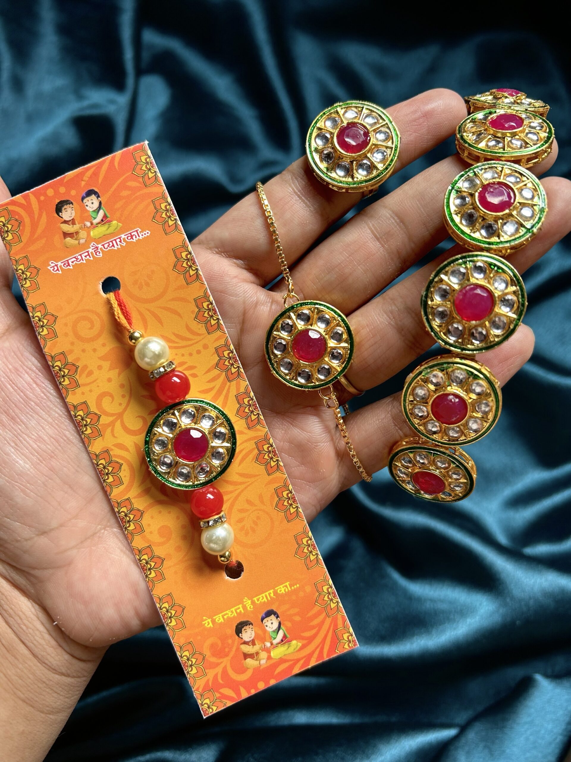 Bhai Bhabhi Rakhi Combo B With Ring and hairband