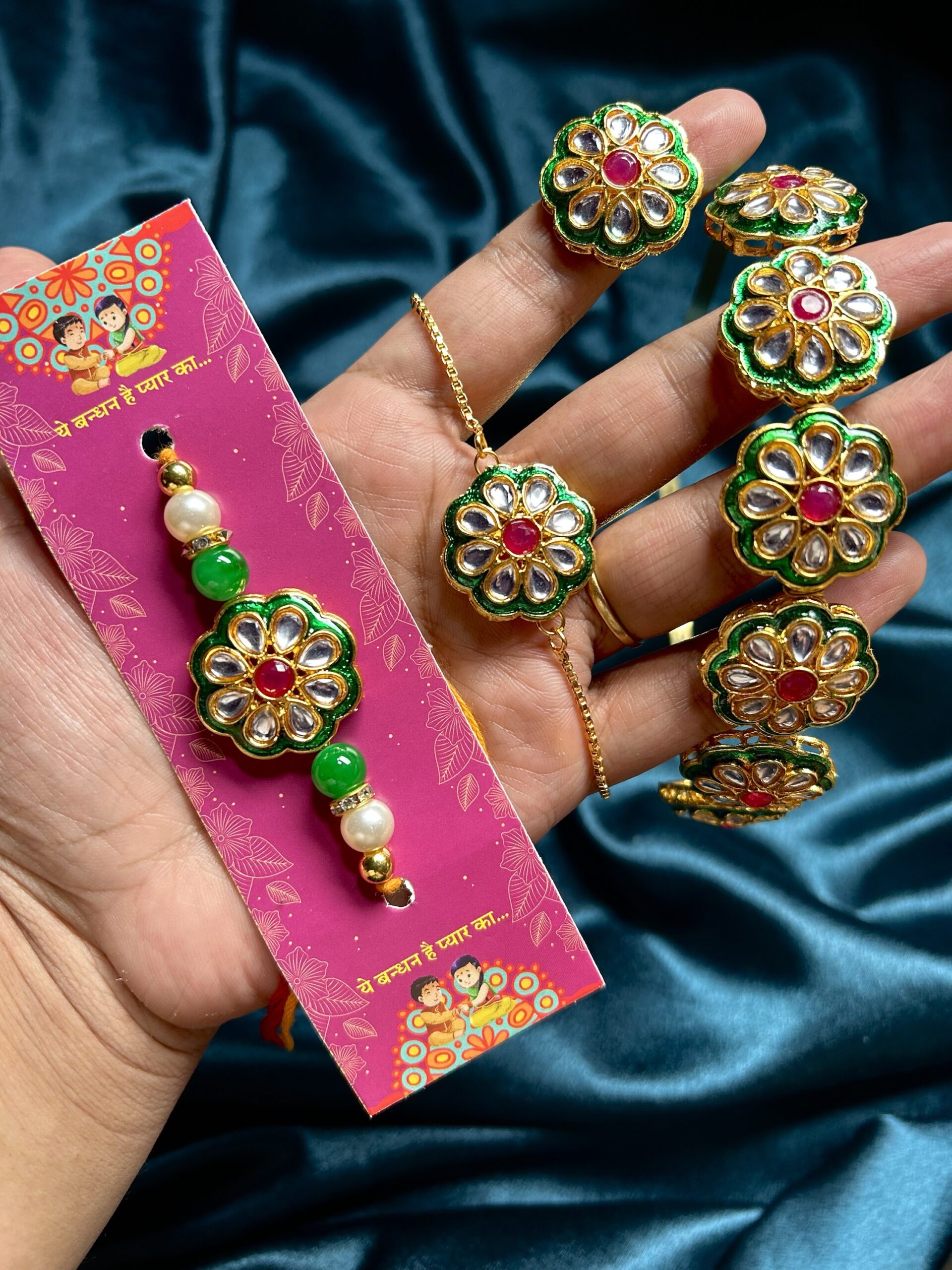 Bhai Bhabhi Rakhi Combo E With Ring and Hairband