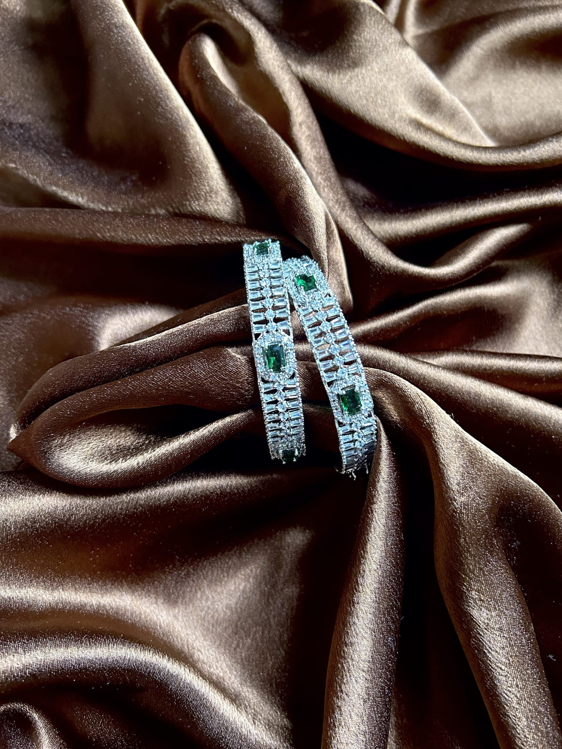 Nisha AD Bangles Set of 2 - Green