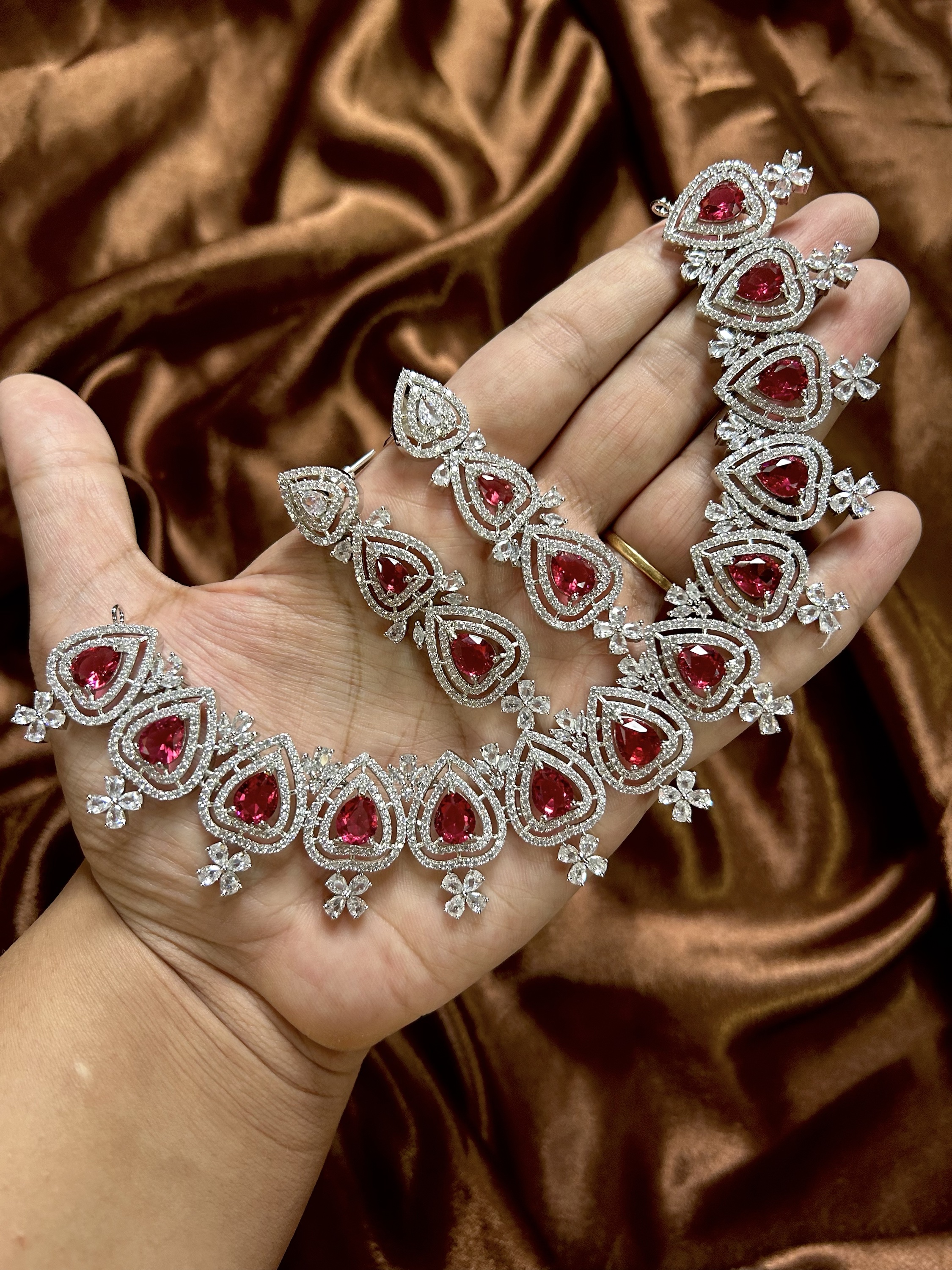 Chahat AD Necklace Set - Ruby