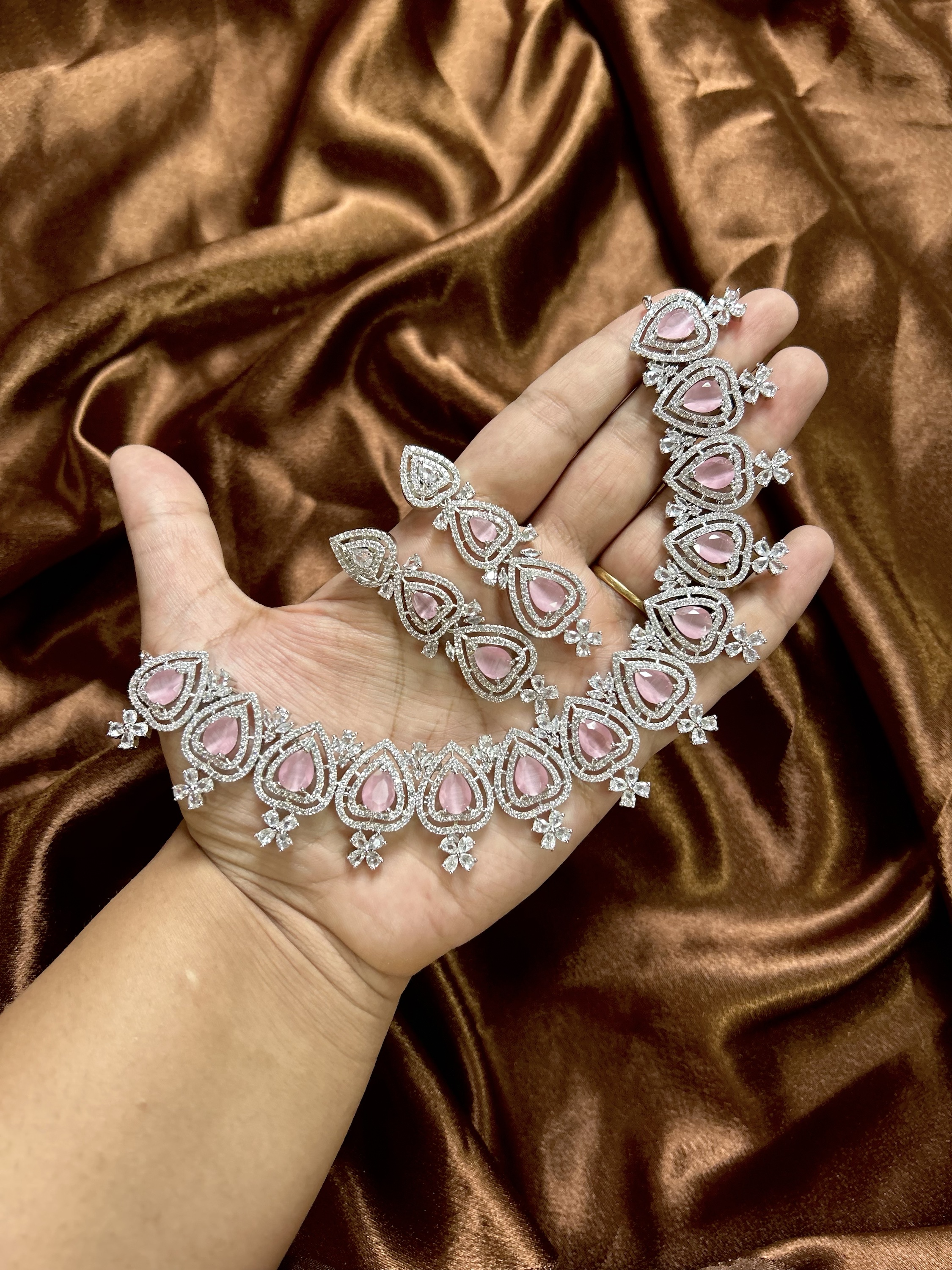 Chahat AD Necklace Set - Pink