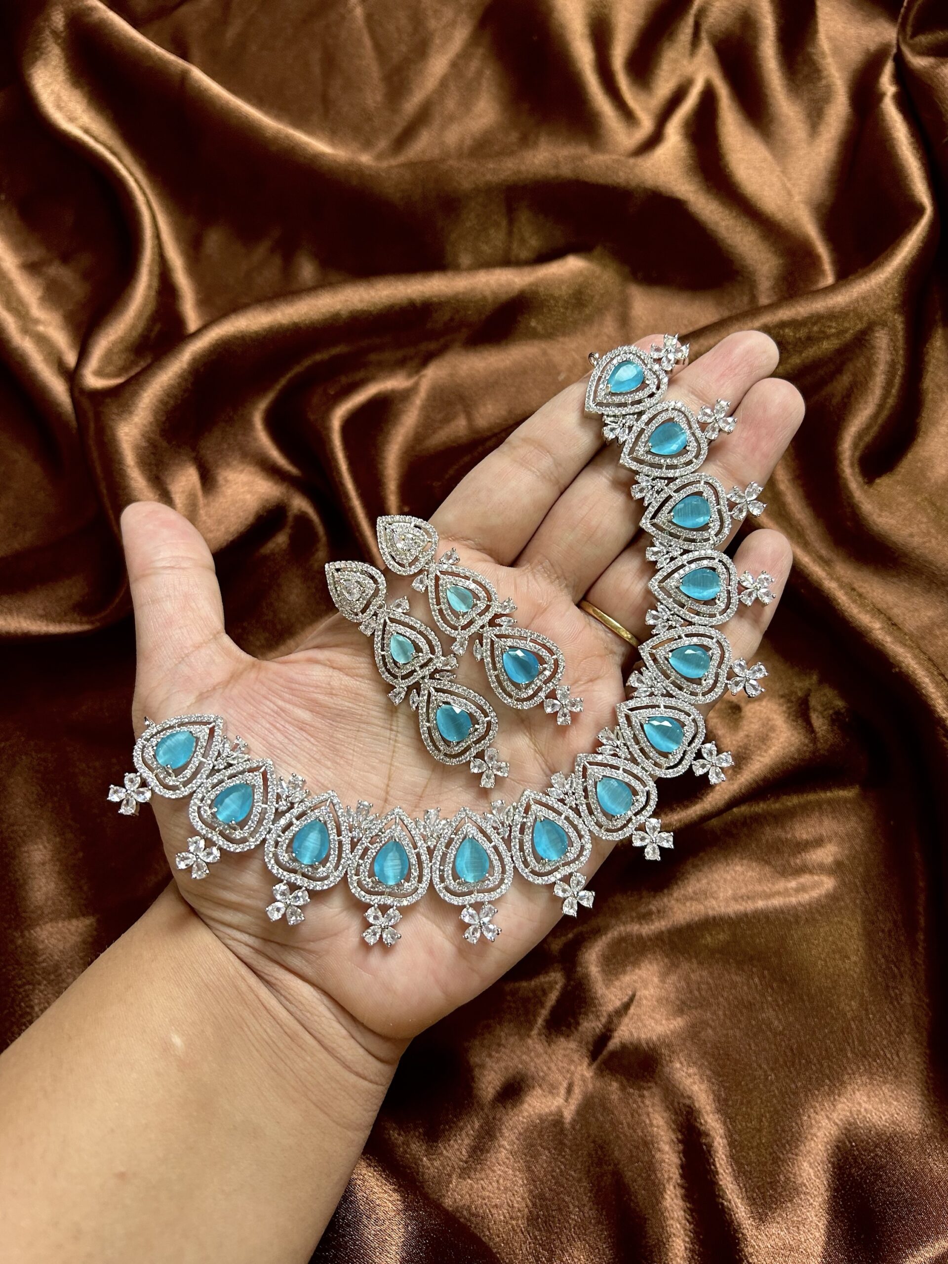 Chahat AD Necklace Set - Sky