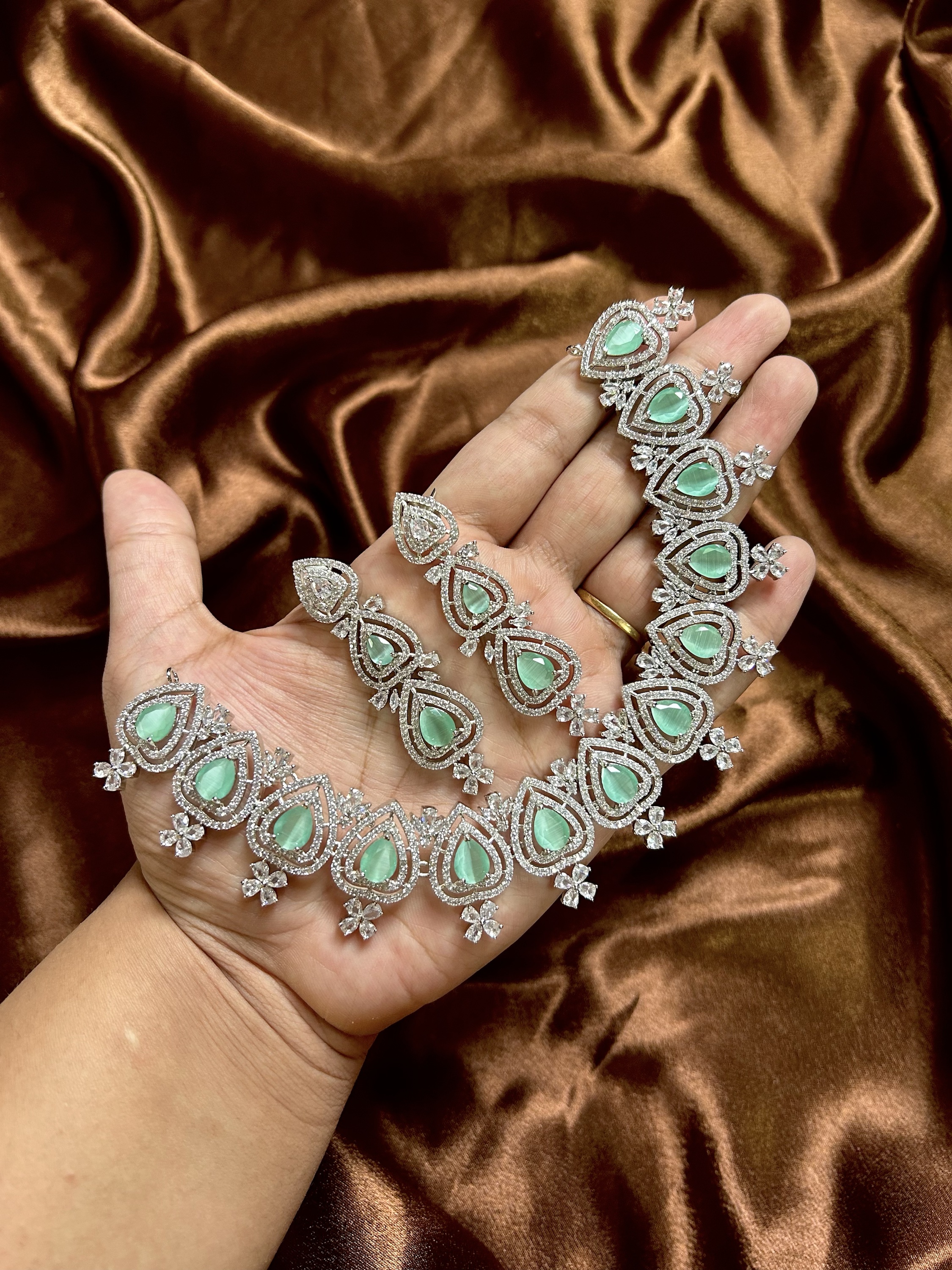 Chahat AD Necklace Set - Mint