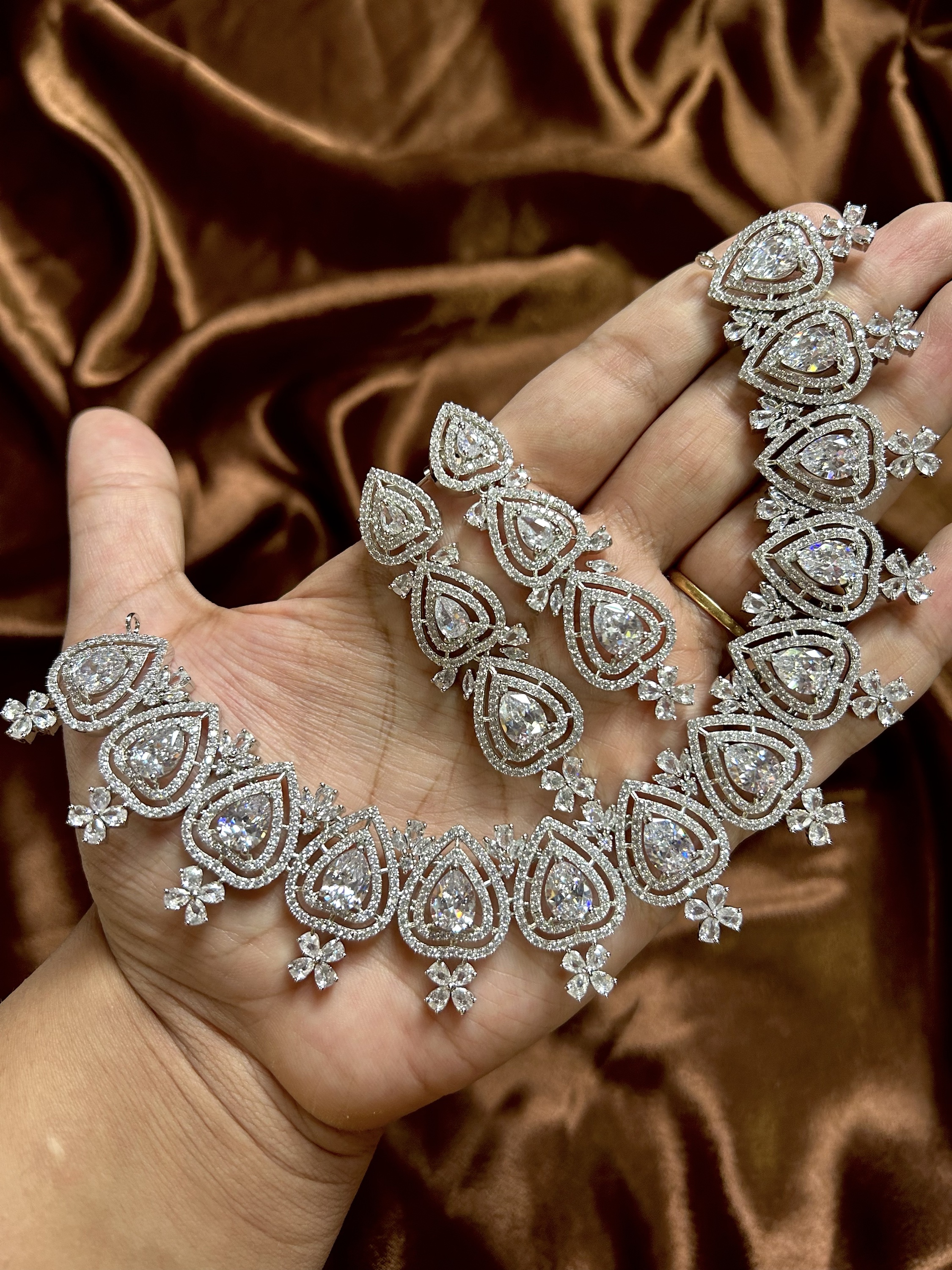 Chahat AD Necklace Set - Silver