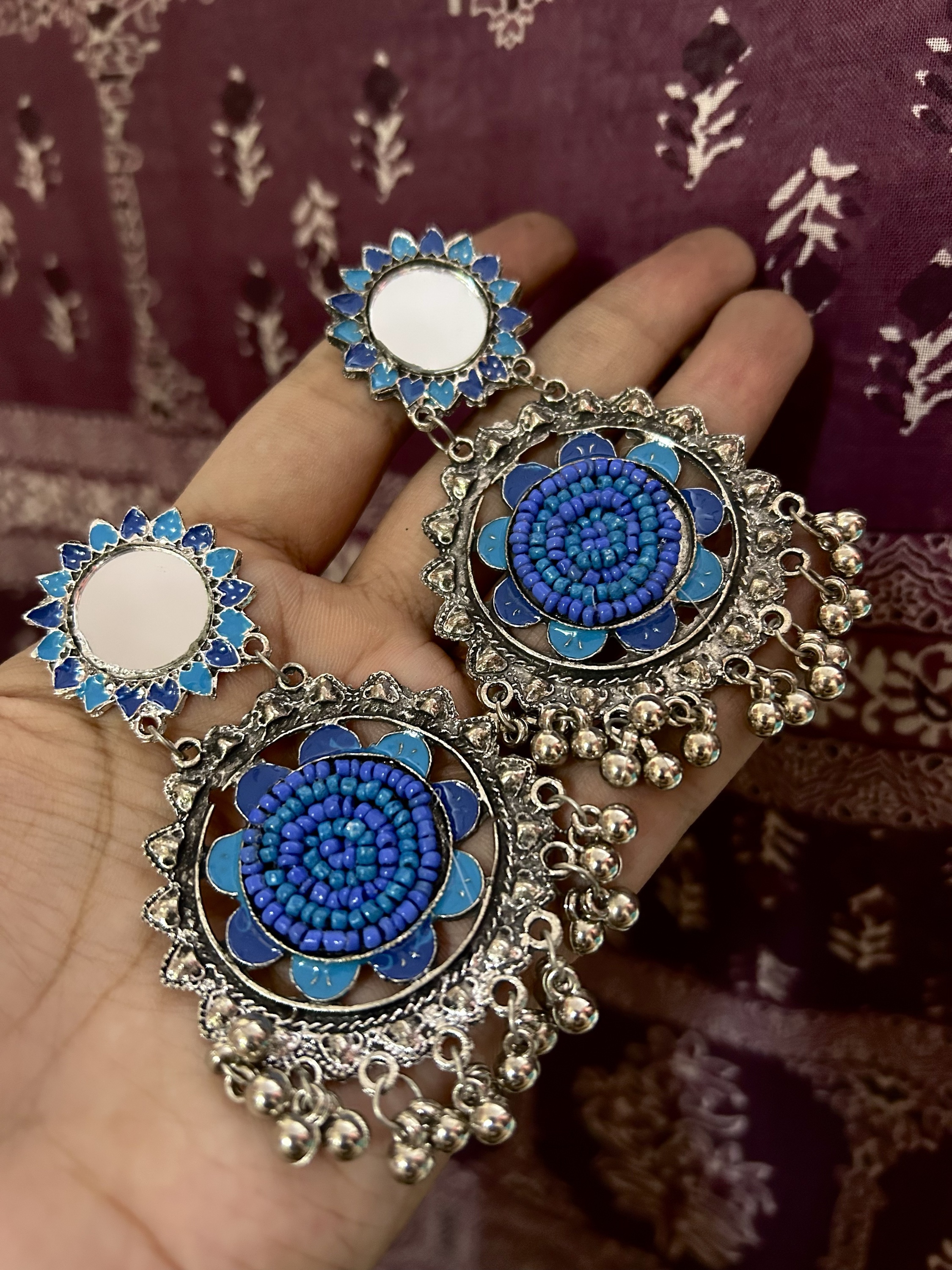 Oxidise Blue earrings