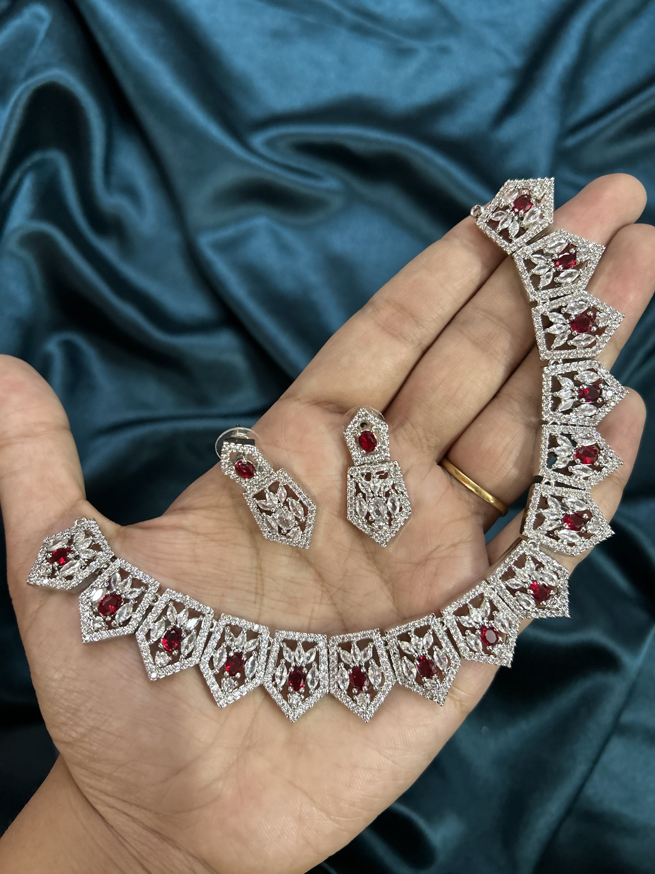 AD Necklace Set - Ruby Red
