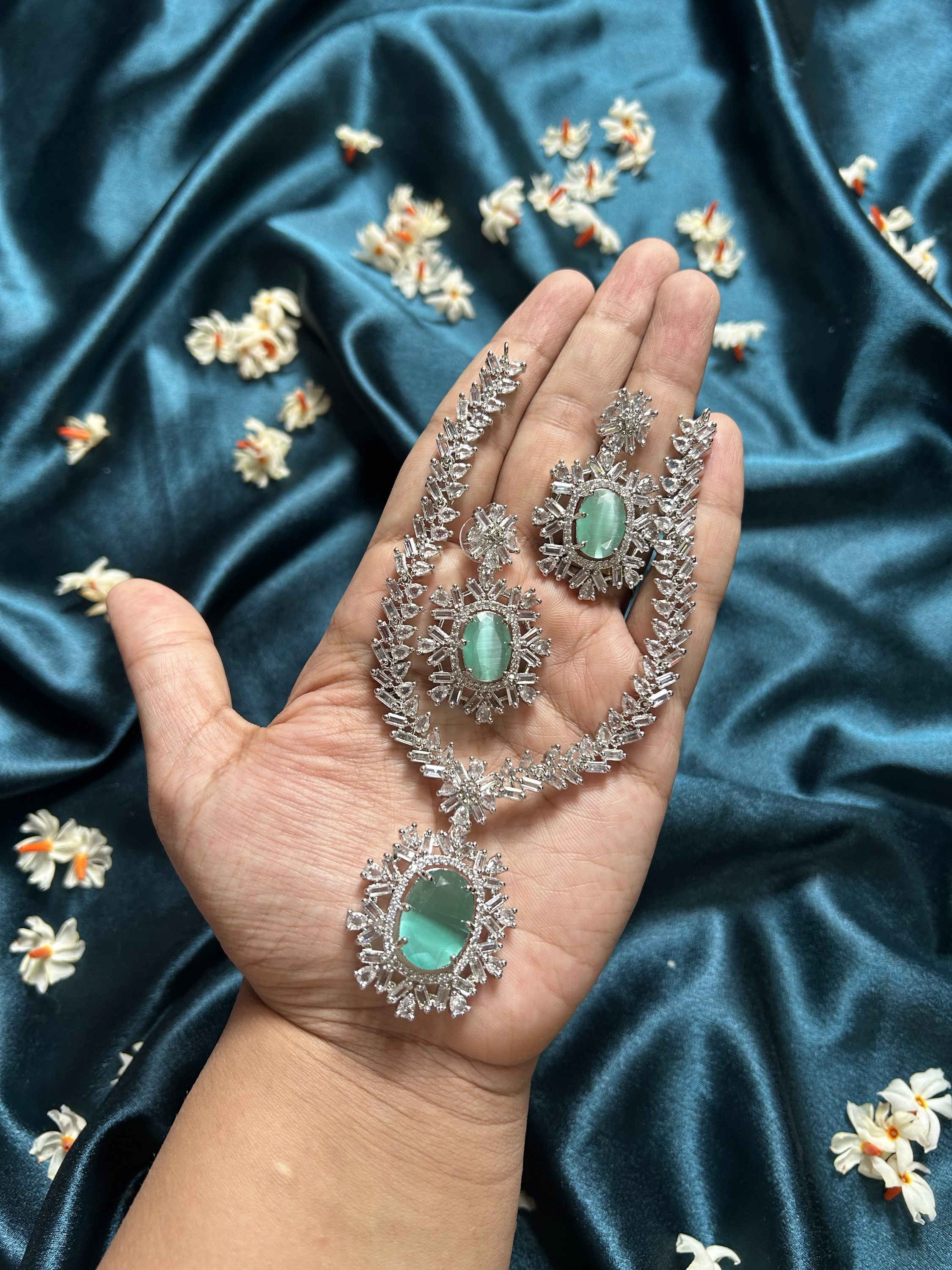 AD Necklace Set - Sea Green