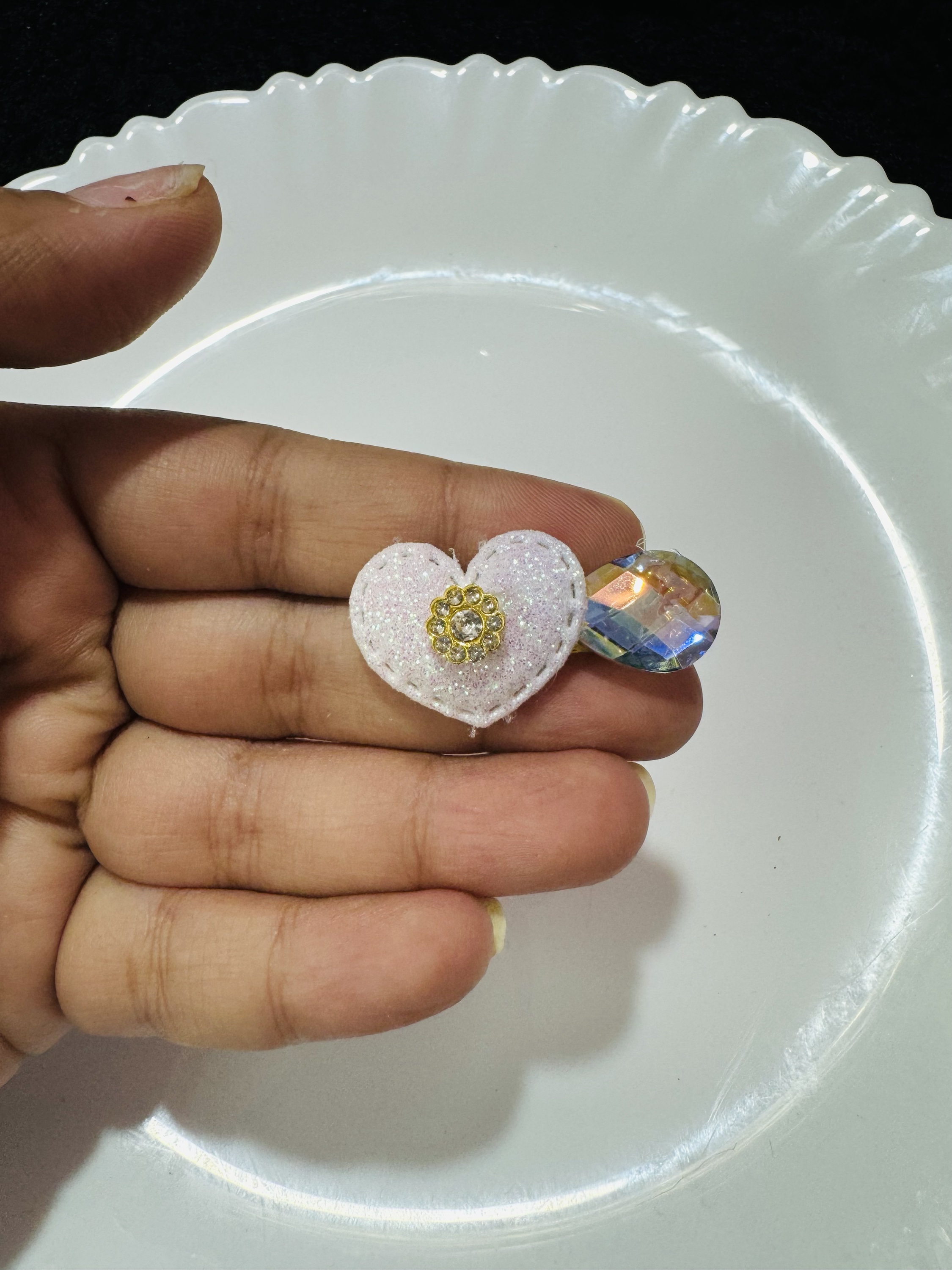Heart Hair Pin - White