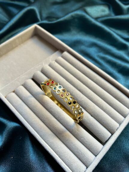 Anti Tarnish Multi Stone Kada Bracelet