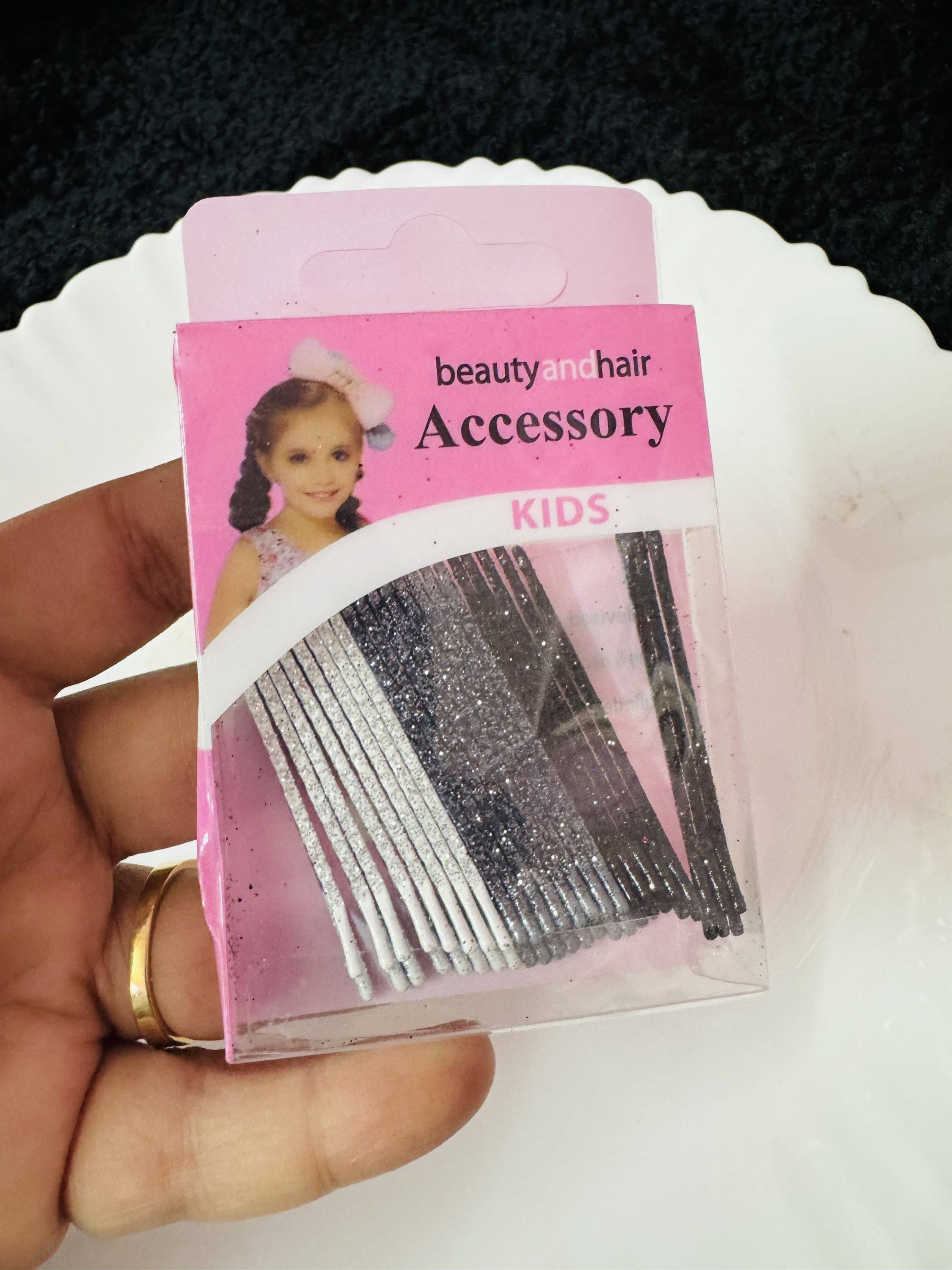 Hair Pin - Black to Silver tone
