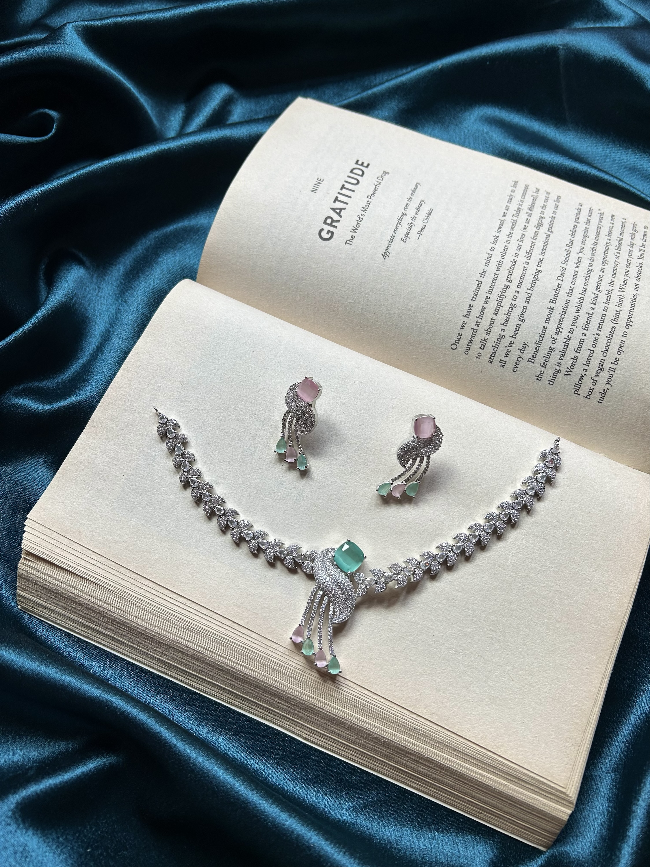 AD Necklace Set - Mint and Pink