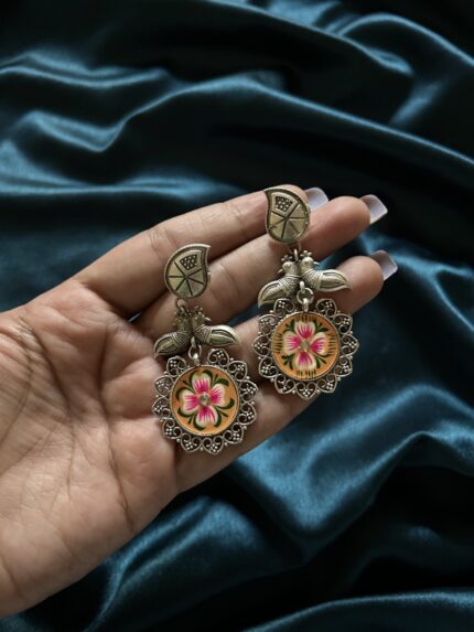 Silver replica Painted Earrings - Orange