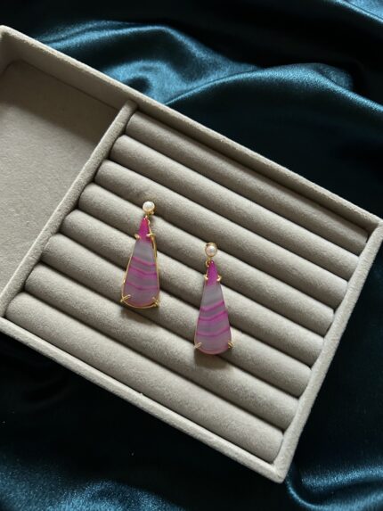 Natural Stone Pink Earrings