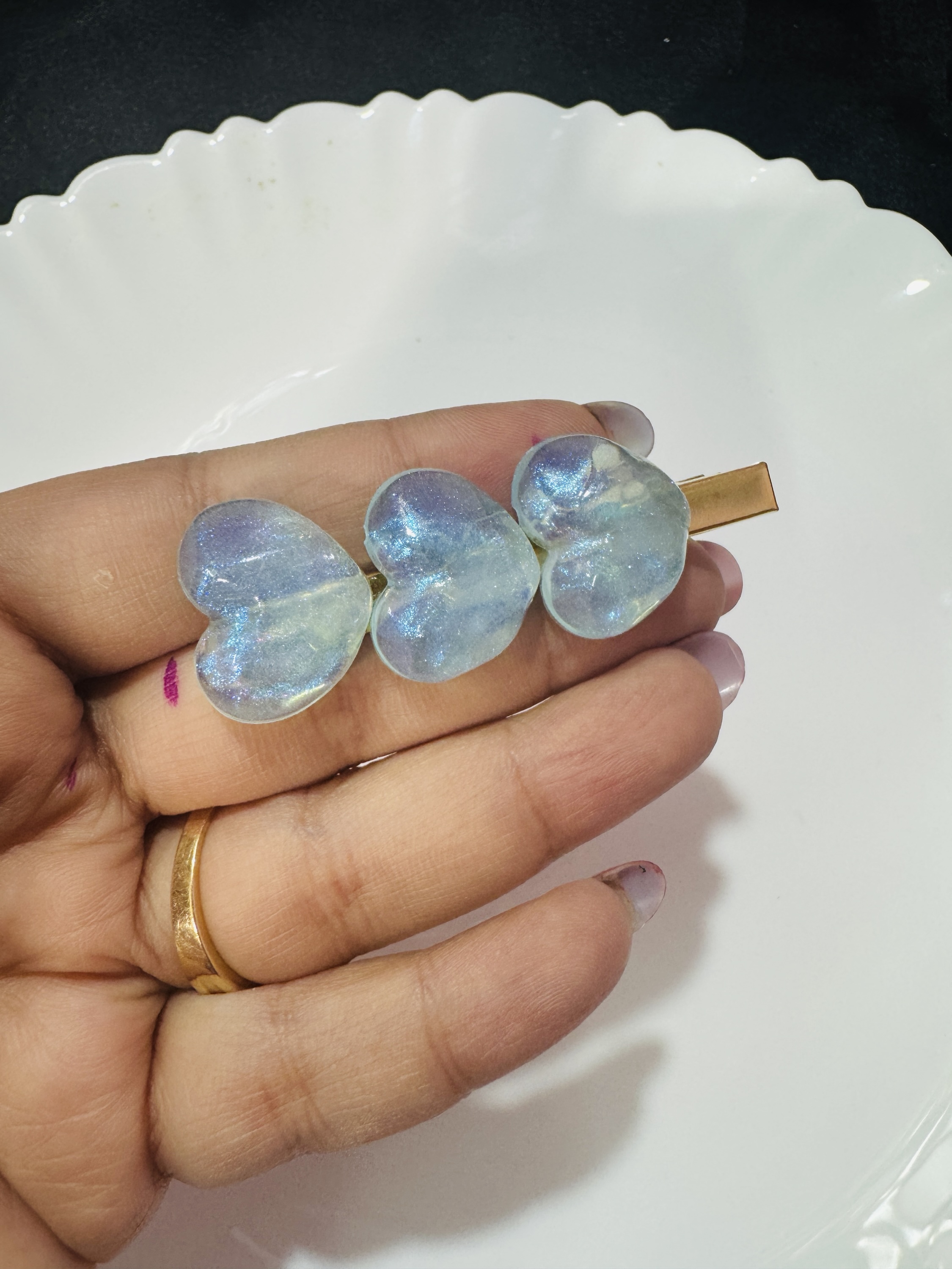 Korean Heart Pin - Blue