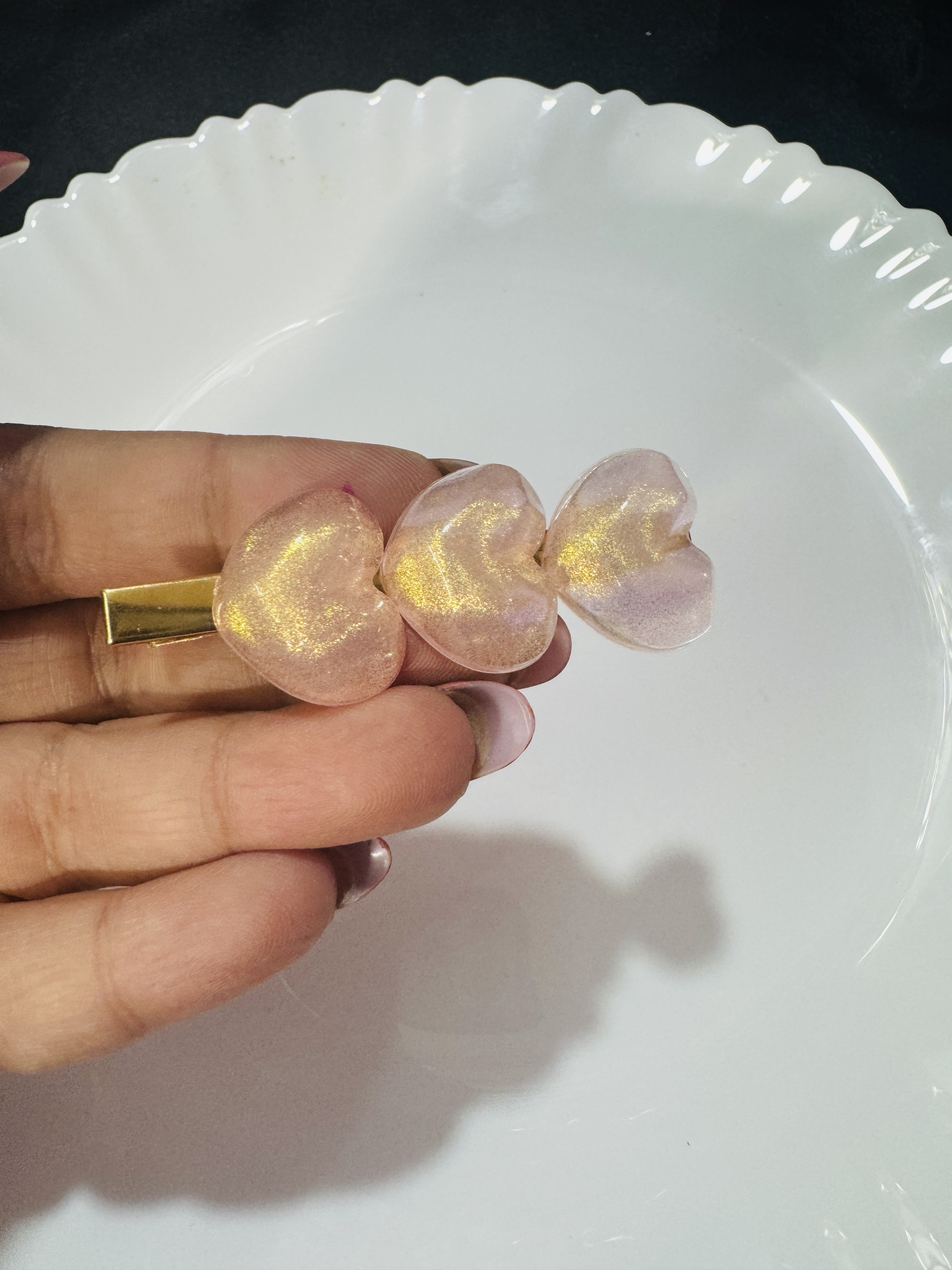 Korean Heart Pin - Peach