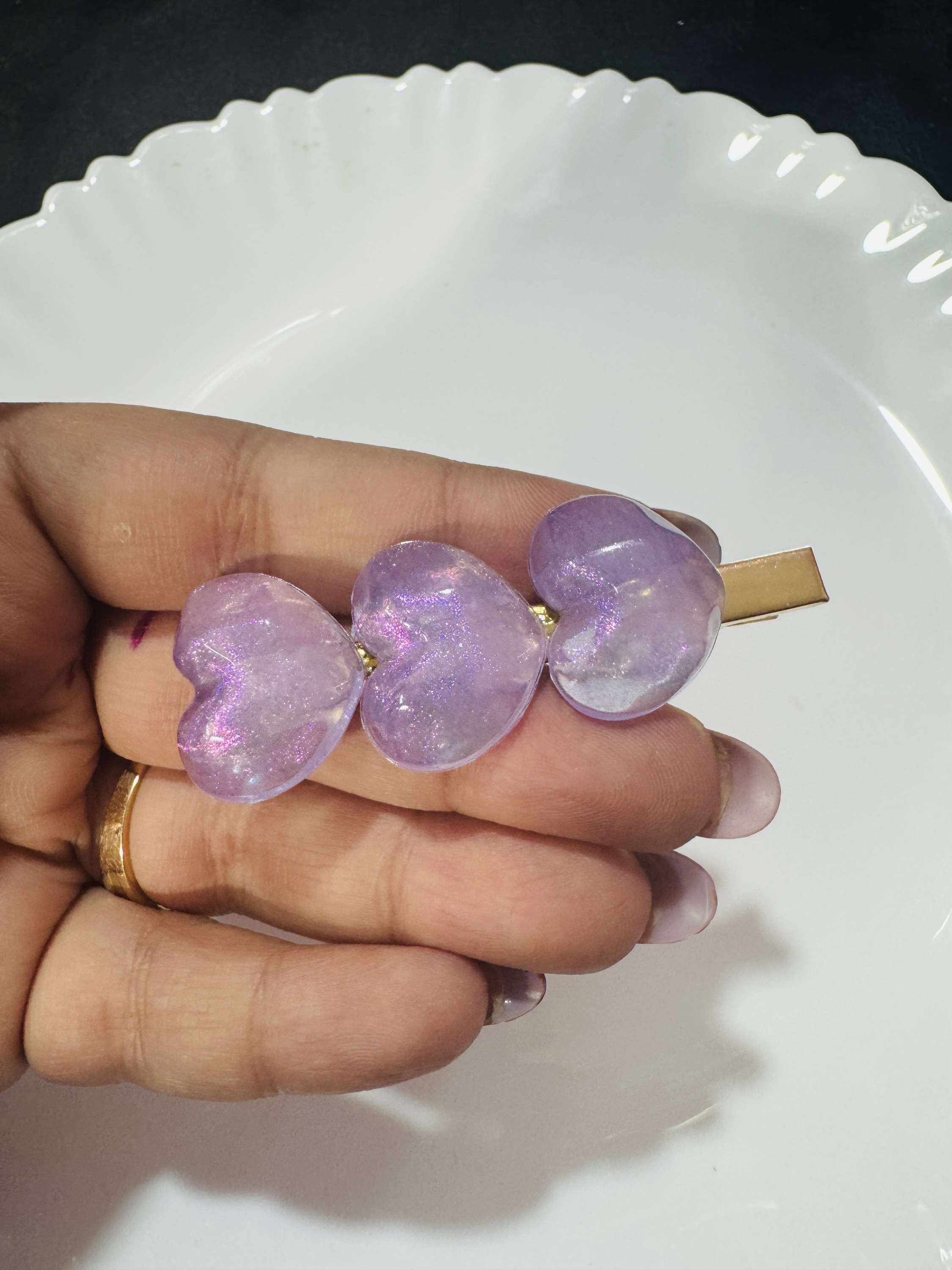Korean Heart Pin - Purple