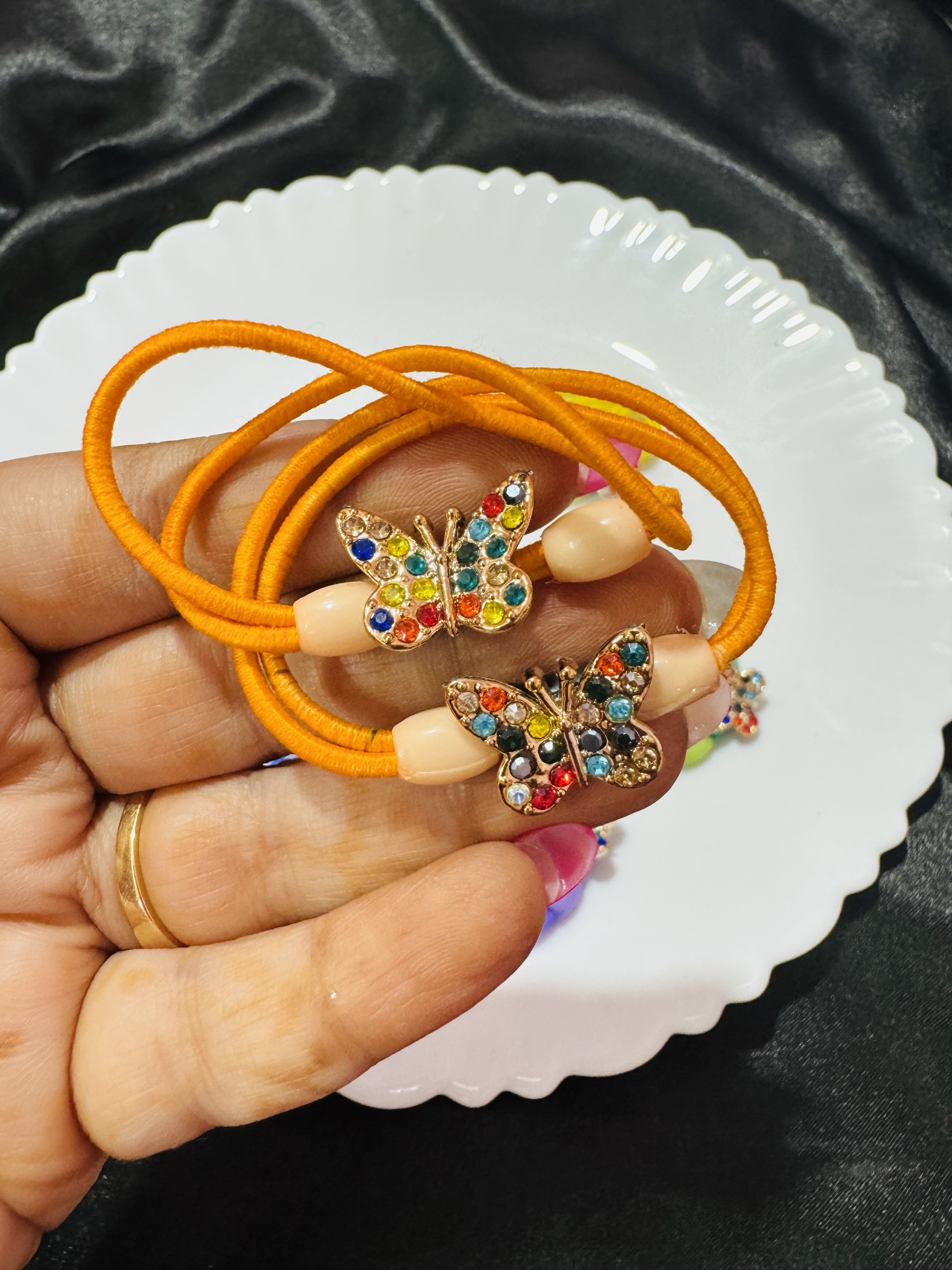 Orange Rubberband Pair - Multi Butterfly