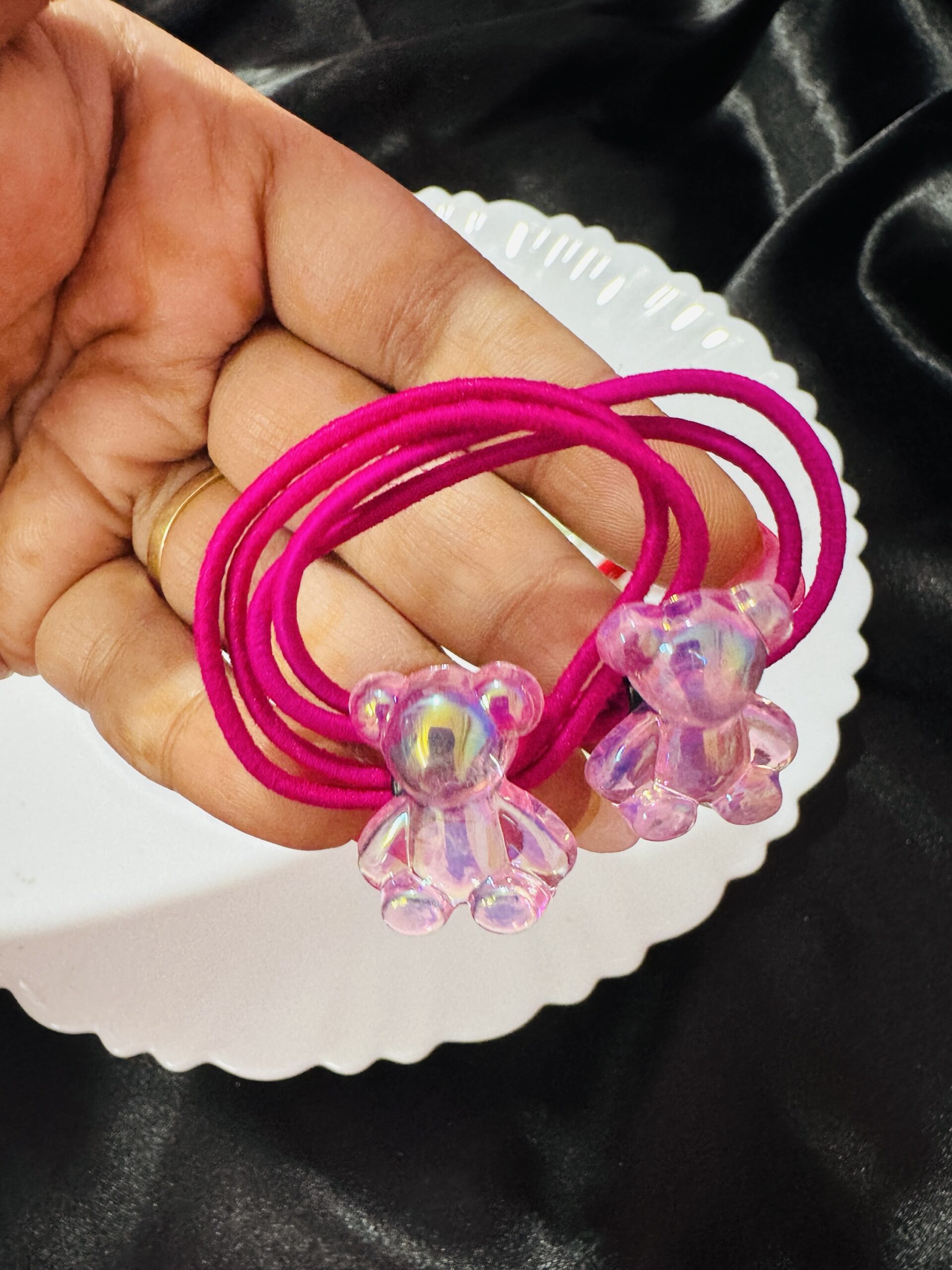 Hot Pink Teddy Pair Rubberband