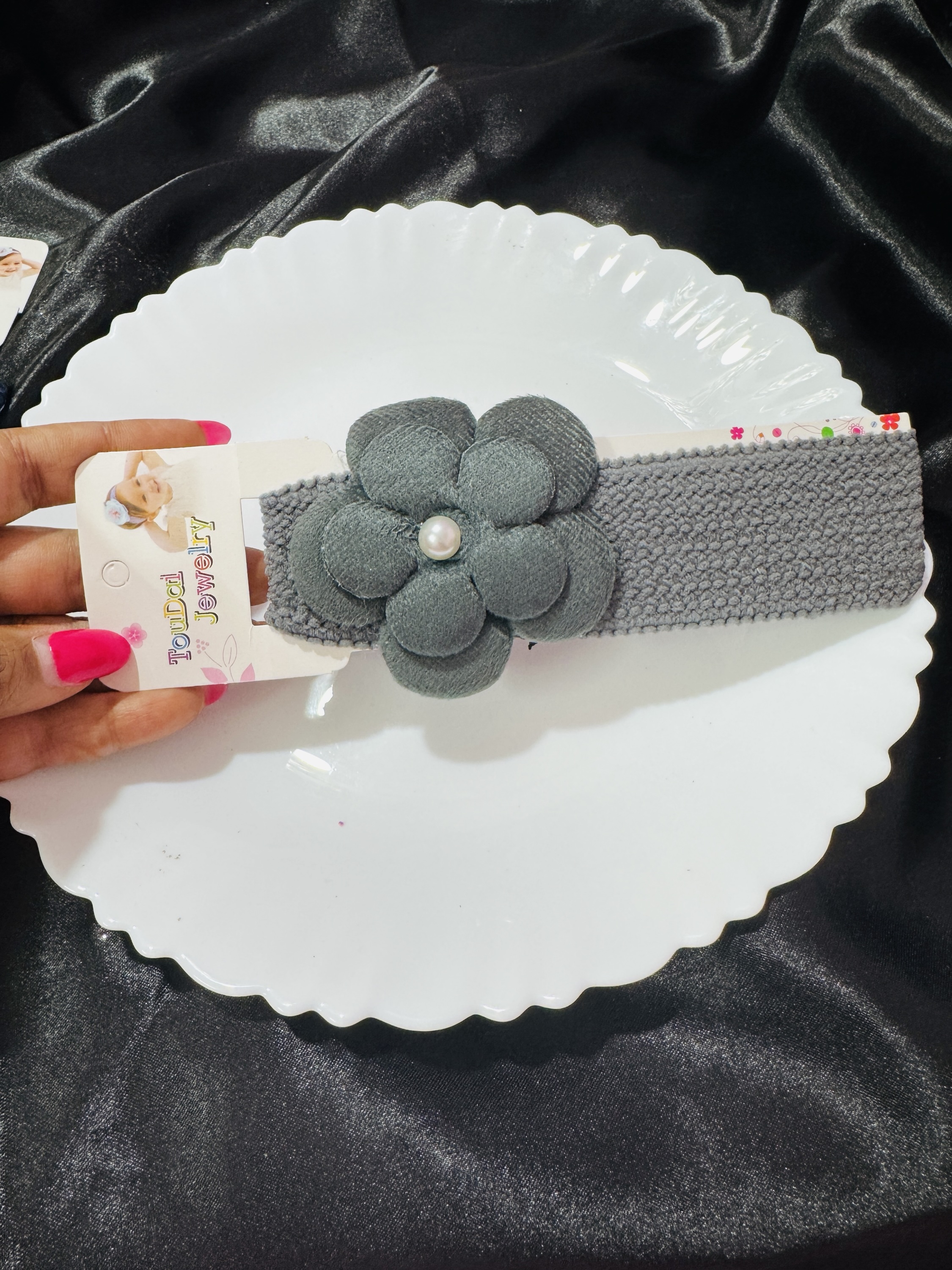 Grey flower Headband