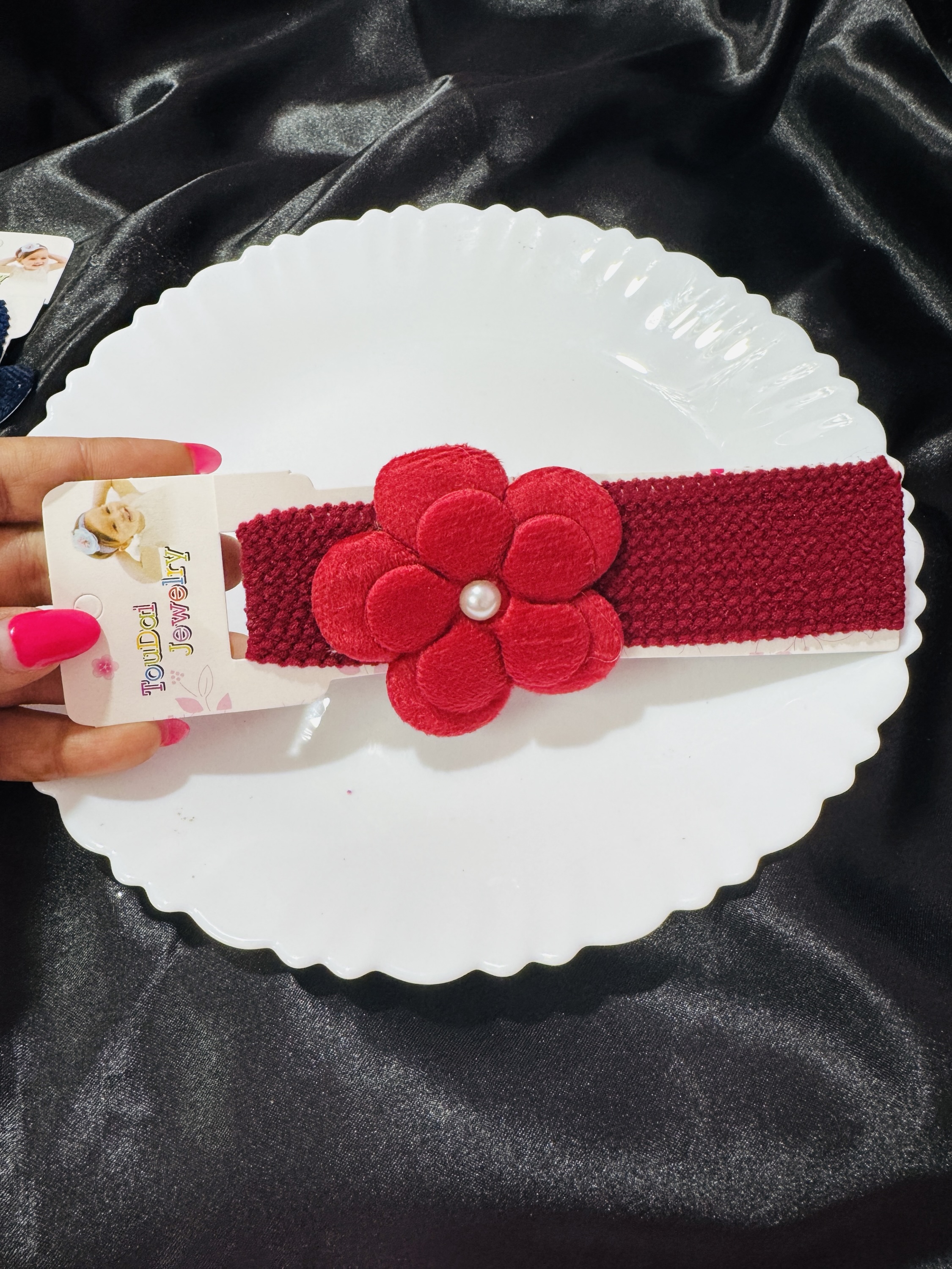 Maroon Flower Headband