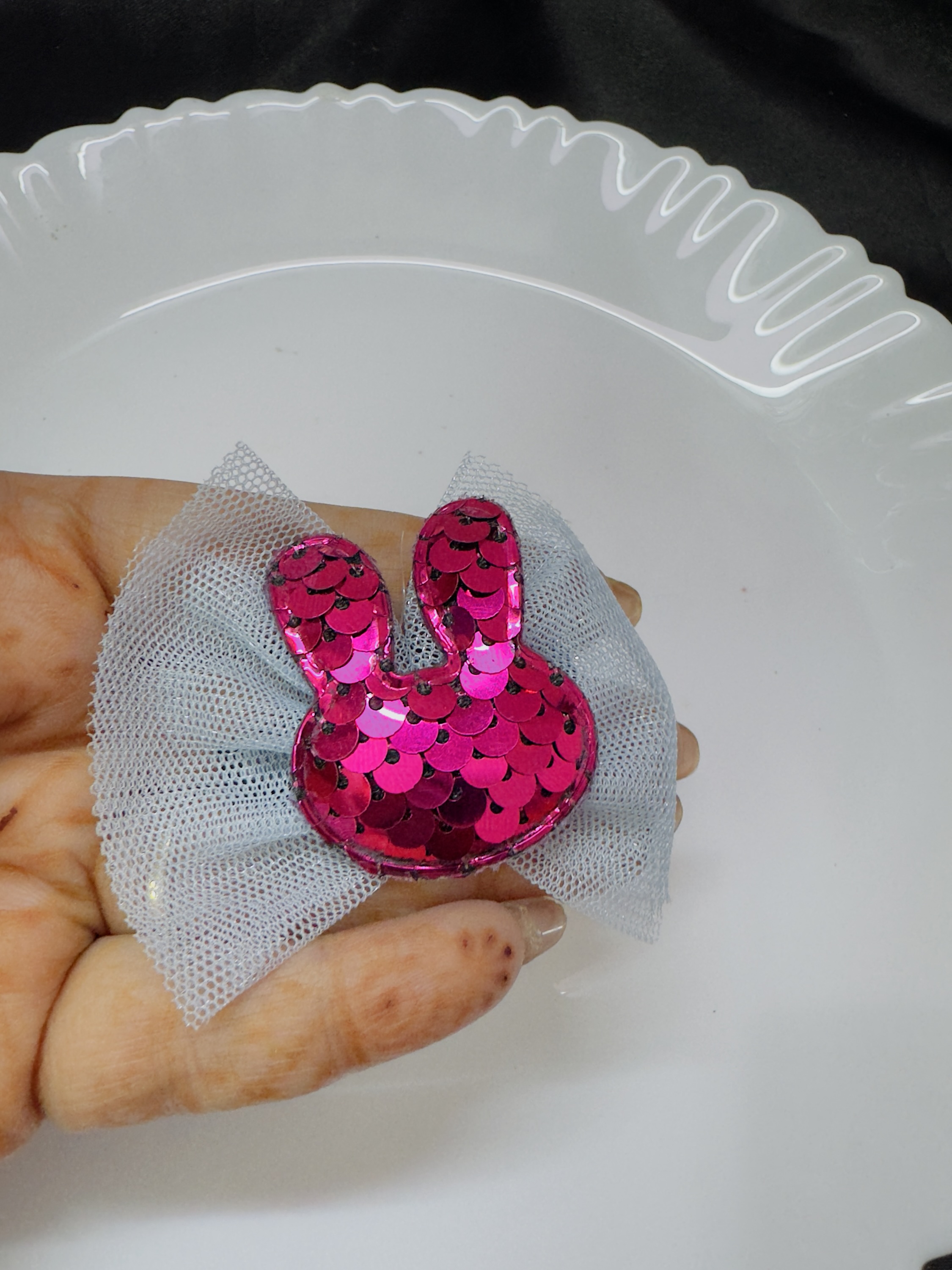 Blue Pink Bunny Pin