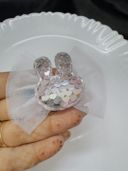 White Silver Bunny Pin