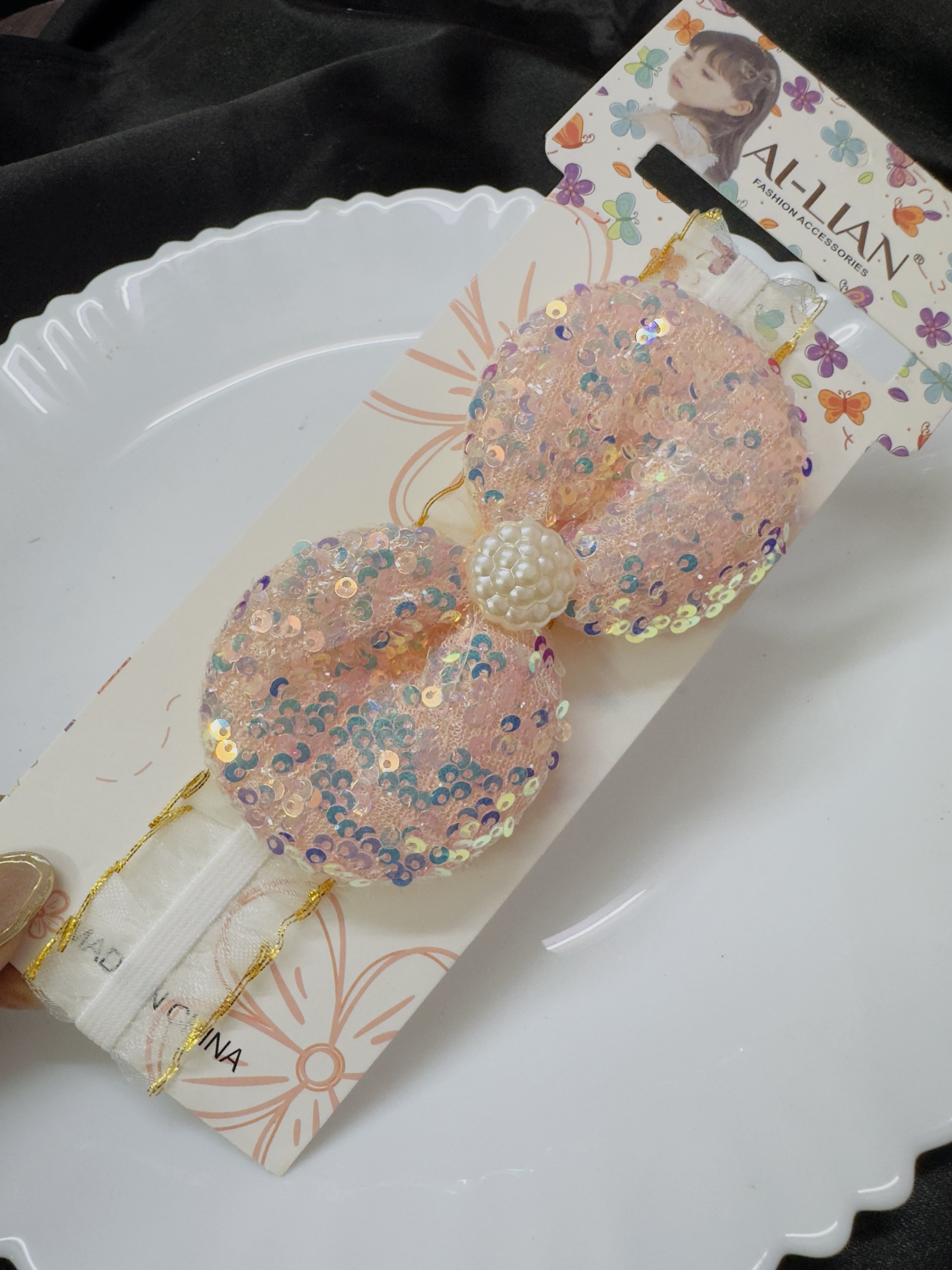 Light Peach Bow Hairband