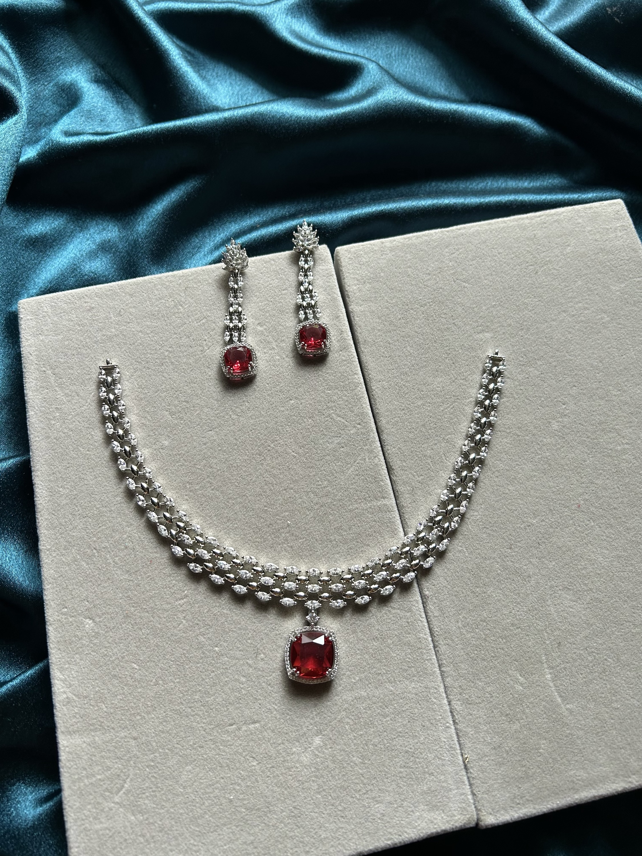 AD Necklace Set - Ruby Red