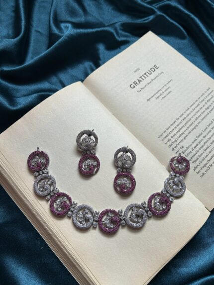 AD Necklace Set - Rani Pink