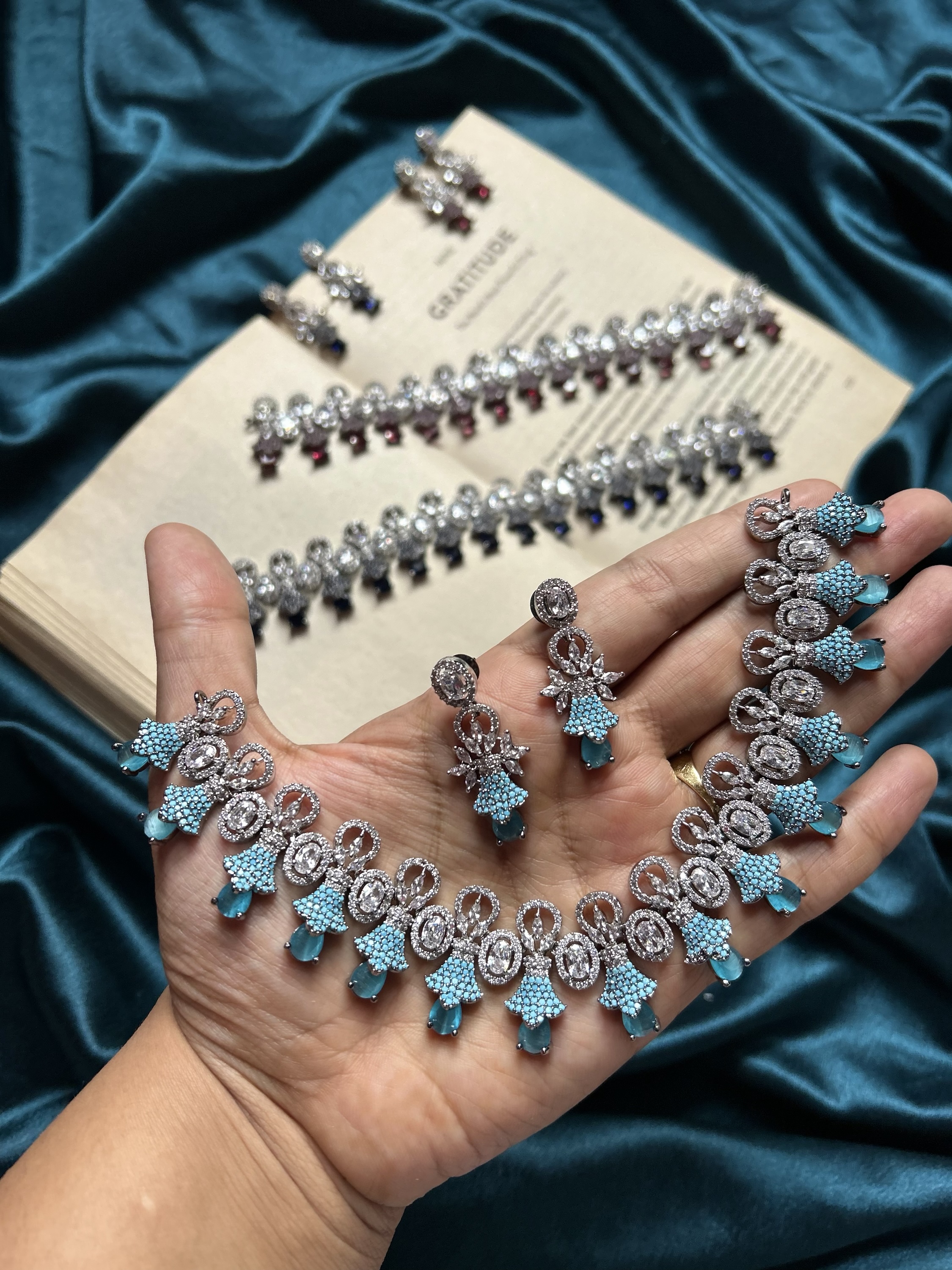 AD Necklace Set - Sky Blue