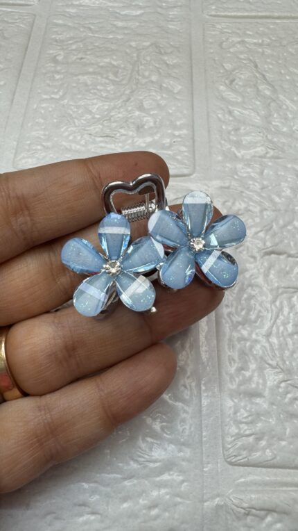 Metal Flower Clutchure - Sky Blue