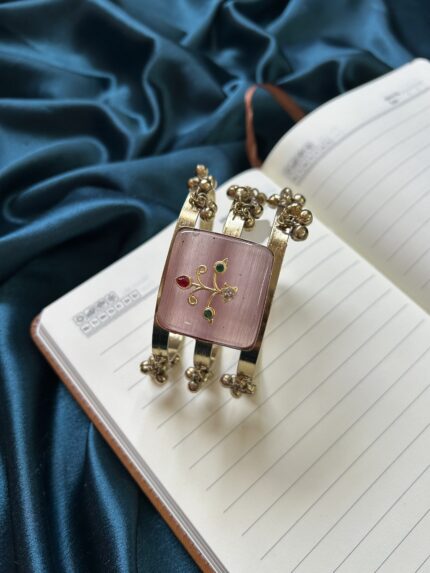 Brass Ghungroo Bracelet - Pink