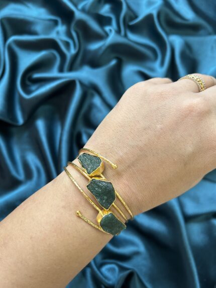 Brass Natural Stone Bracelet - Green