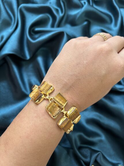 Brass Natural Tiger Stone Bracelet