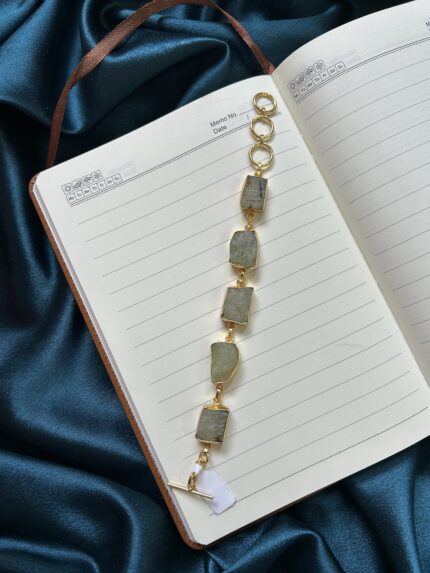 Brass Natural Stone Mint Bracelet
