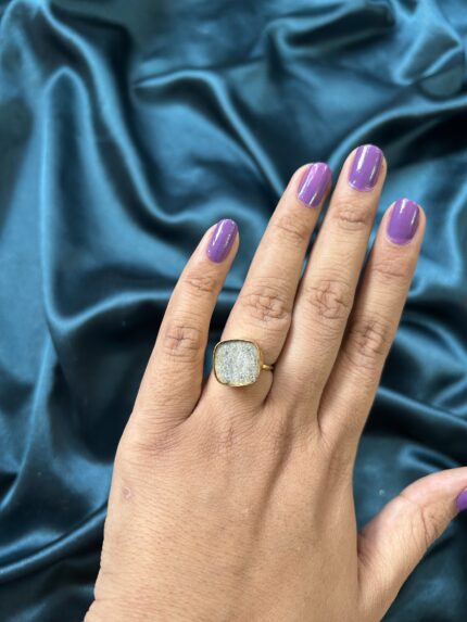 Brass Stone Ring - Grey