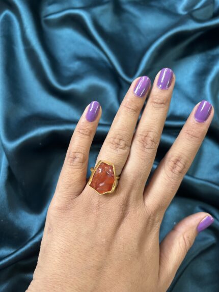 Brass Stone Orange Ring
